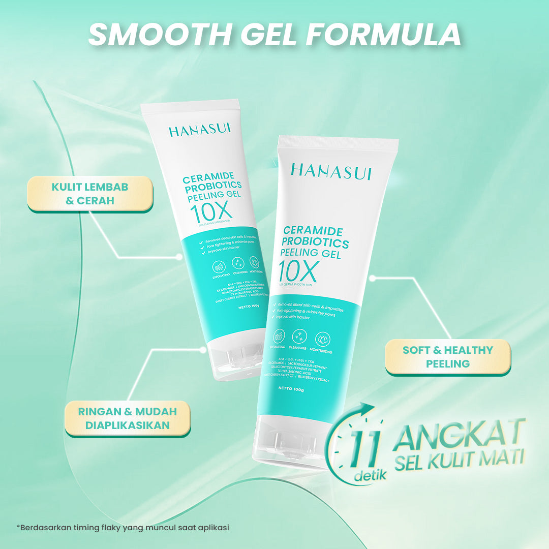 Hanasui Ceramide Probiotics Peeling Gel - Eksfoliasi Gel Wajah Perbaiki Skin Barrier Mencerahkan dan Angkat Sel Kulit Mati Komedo
