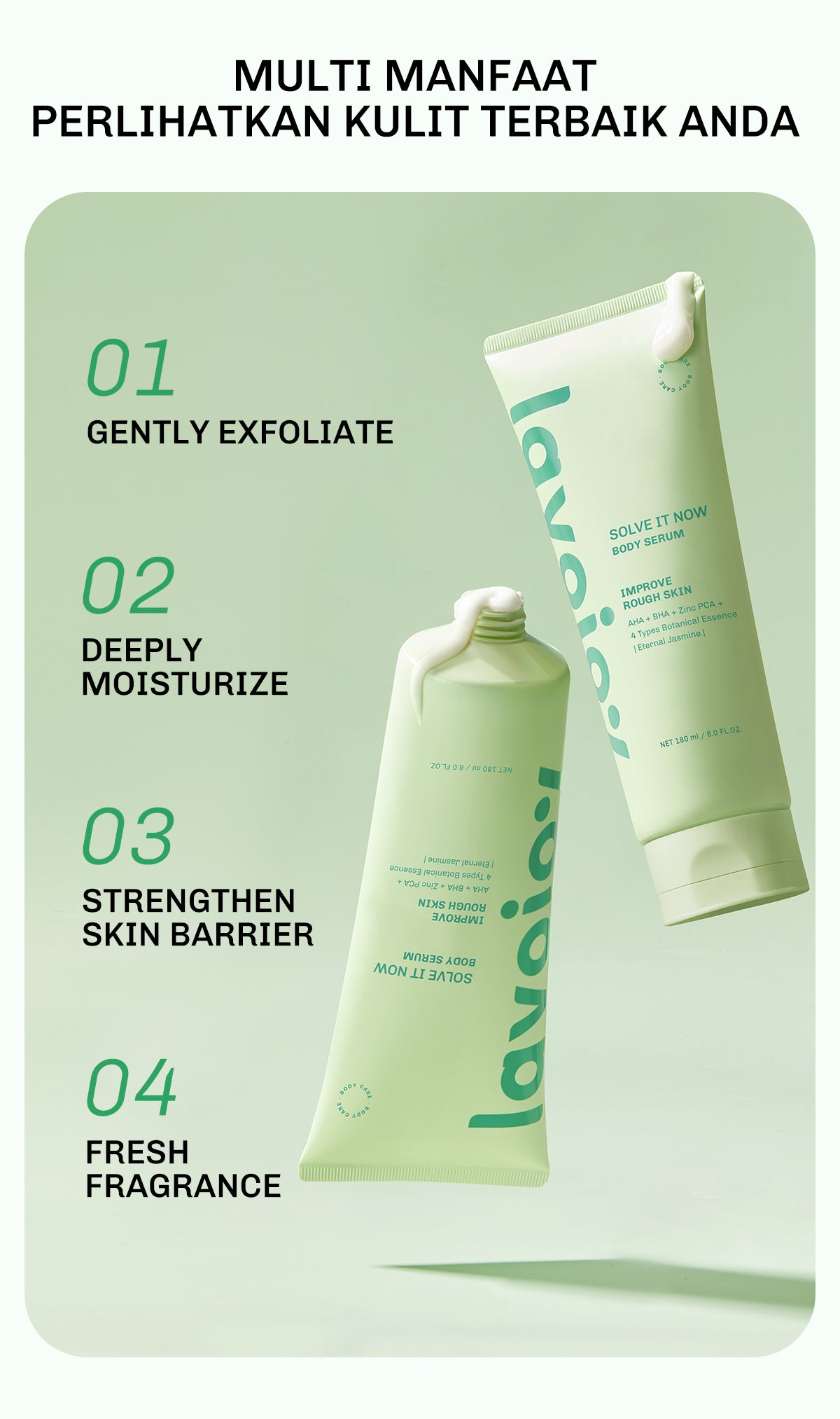 Lavojoy Solve It Now Body Serum | Body Lotion Untuk Melembabkan Kulit Sensitif,  Merawat Kulit Berjerawat, Menghaluskan Tekstur Kulit Kasar Dan Anti Jerawat | Mengandung Amino Acid, AHA, BHA Dan Zinc PCA