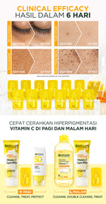 GARNIER Serum Vitamin C Bright Complete Vitamin C Ampoule Serum Skincare - 1.5 ml Serum Mencerahkan Wajah Cepat Cerahkan Noda Hitam Serum Wajah