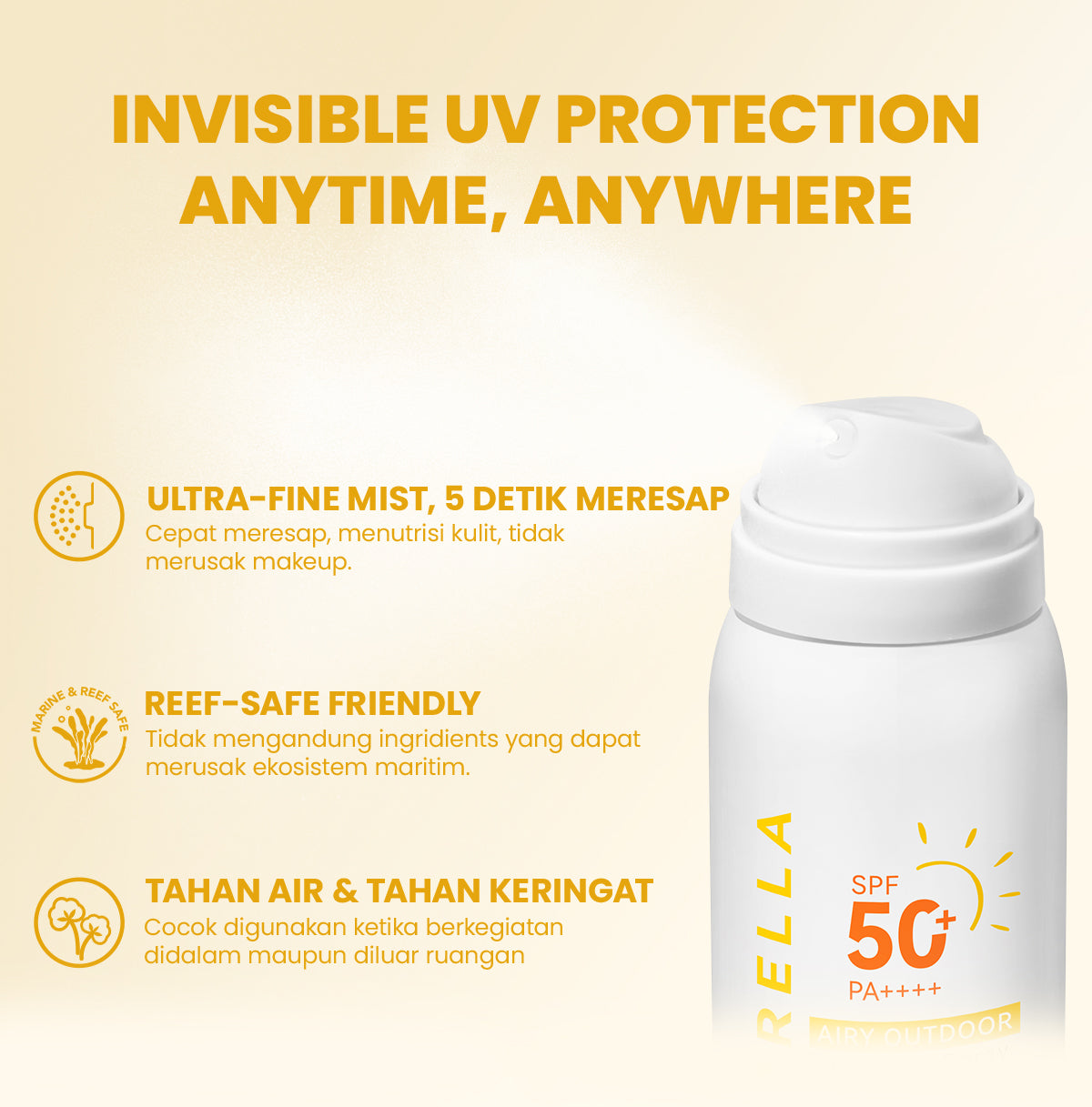 YOU Sunbrella Airy Outdoor Sunscreen Spray SPF50+ PA++++ Tabir Surya Mist Sweatproof and Waterproof [ Best Selling ]