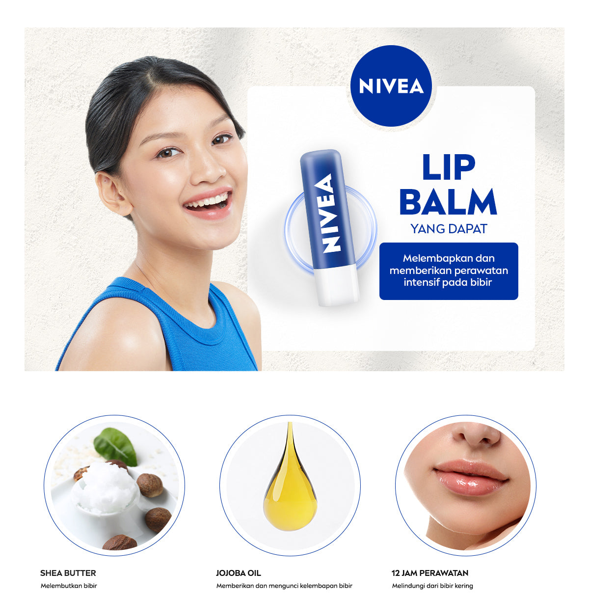 NIVEA Lip Balm Original Essential 4.8gr - Pelembap bibir melembabkan plumpy kering pecah-pecah tahan lama melindungi bibir natural intensif lembap tidak lengket tidak berminyak lip care glossy - Jojoba Oil, Shea Butter