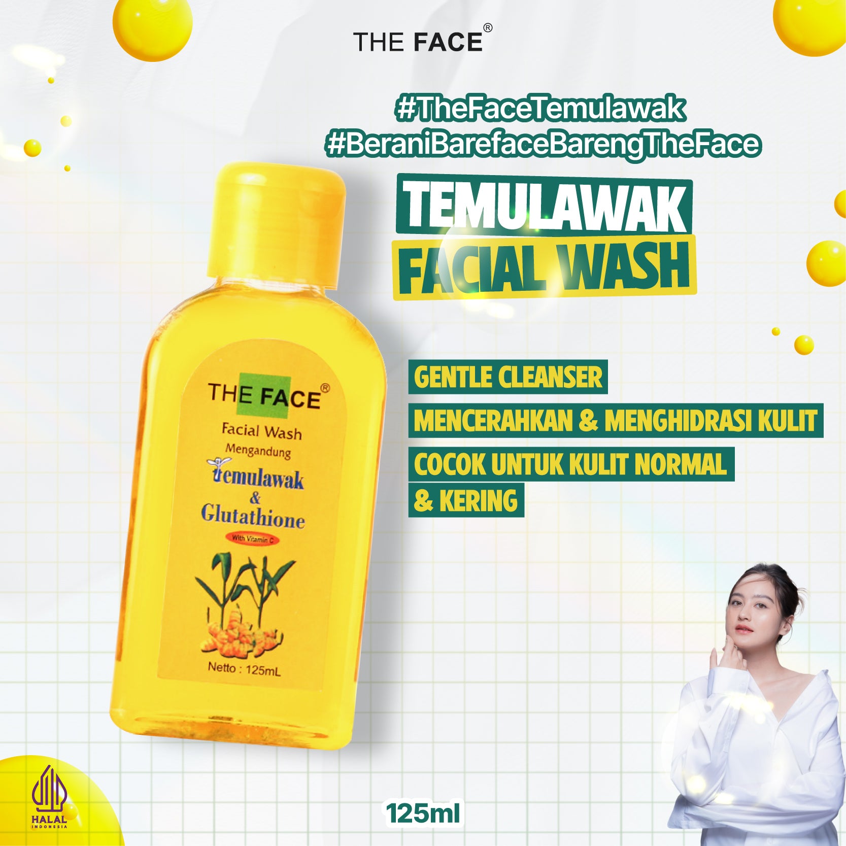 THE FACE Temulawak Facial Wash with Glutathione 125ml - Sabun Cuci Muka / Pembersih Muka