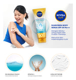 NIVEA SUN Sunscreen Body Serum Daily Glow Essence Serum SPF50+ PA+++ 180ml - Sunscreen badan serum sunblock melmebapkan lembab SPF UV harian lightweight tekstur ringan cepat meresap tidak lengket no whitecast blue light polusi - 96% Vitamin E