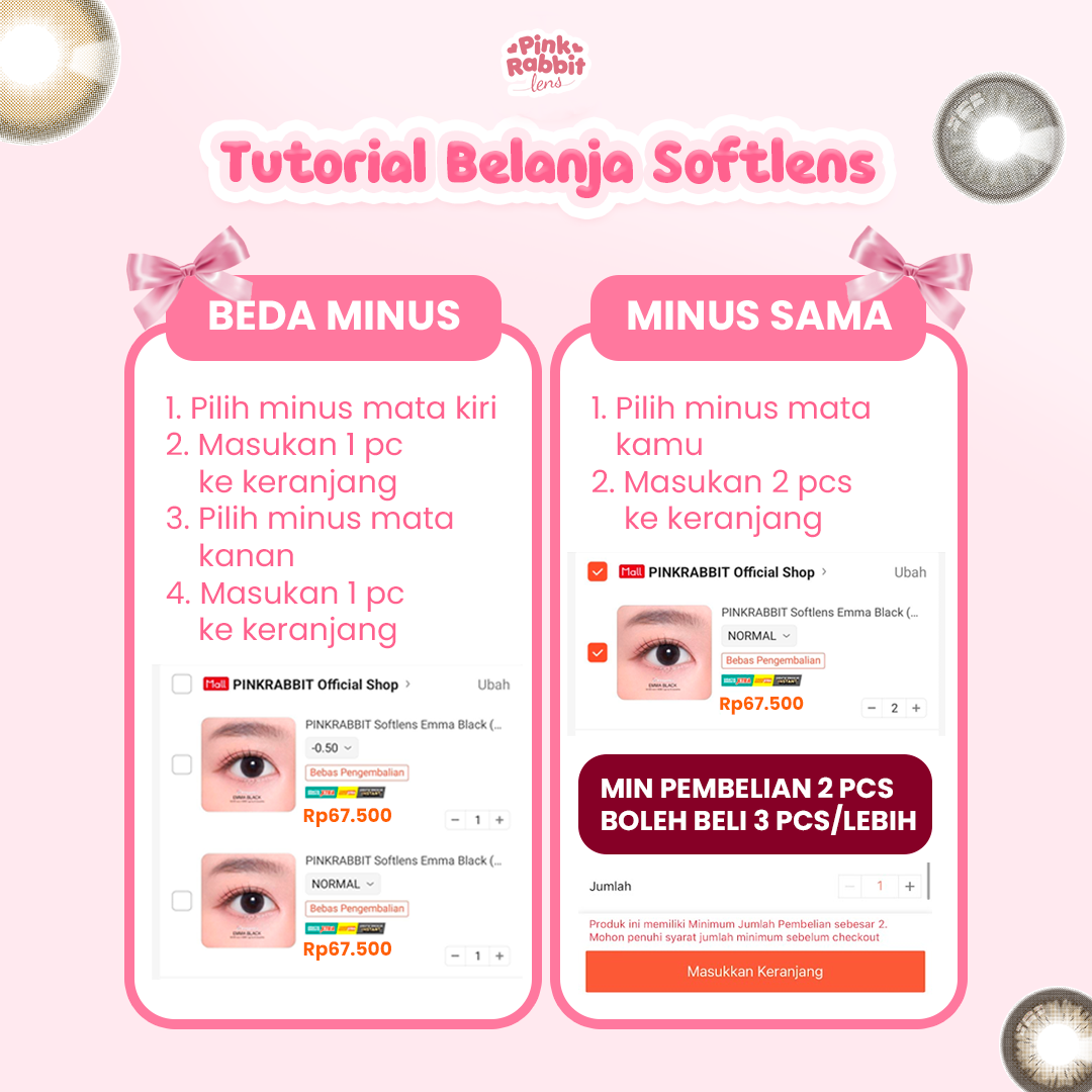 PINKRABBIT SOFTLENS NARA GREY - Normal, Minus 0.5 S/D 10.00 (1PCS/Sebelah) / Softlens / Soft Lens / Lensa Kontak / Soflen / Softlens normal minus / Lensa mata / Softlense