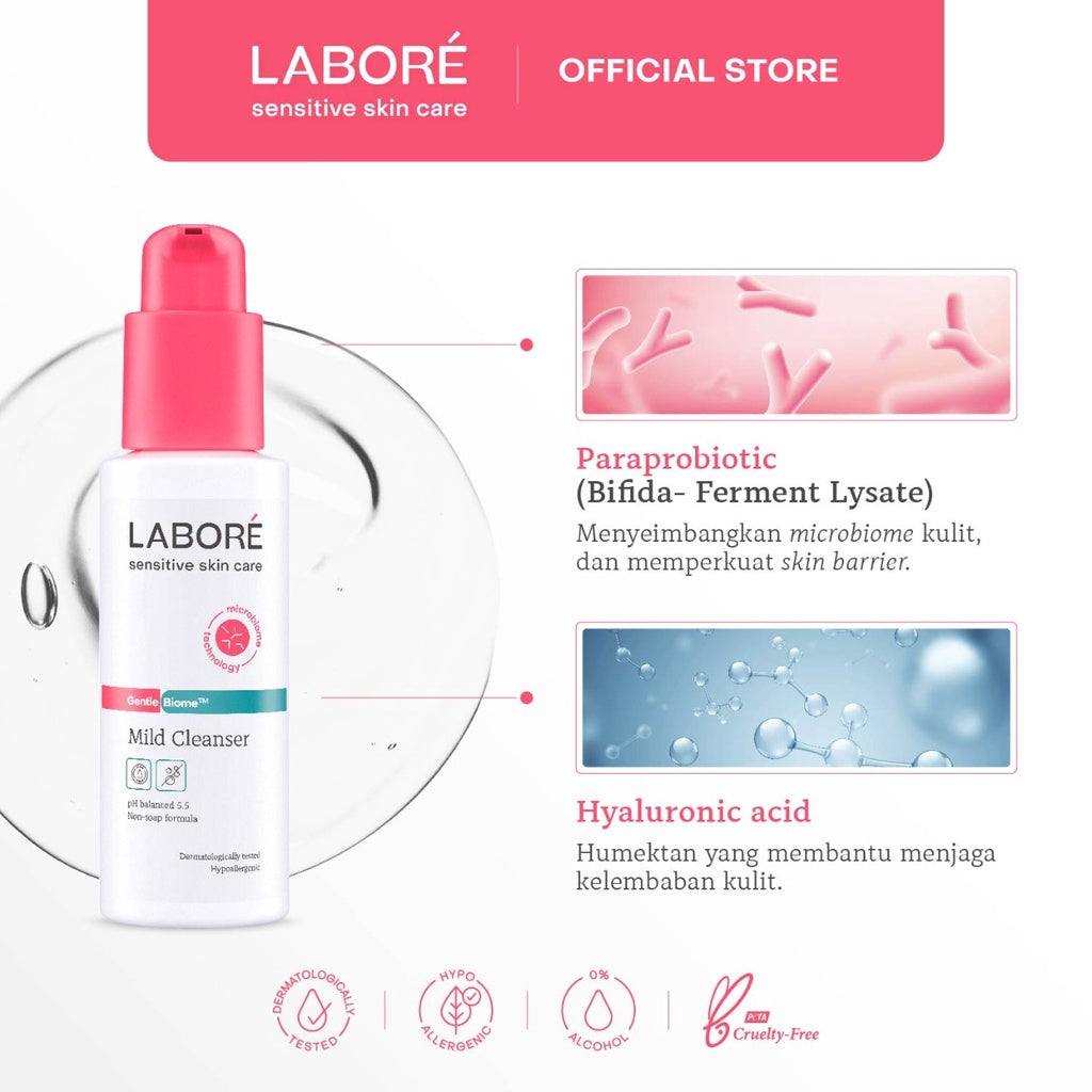 Labore Sensitive Skin Care GentleBiome Mild Cleanser 225 ml - Pembersih Wajah - Lembut - Cocok untuk Kulit Sensitif - Melembabkan