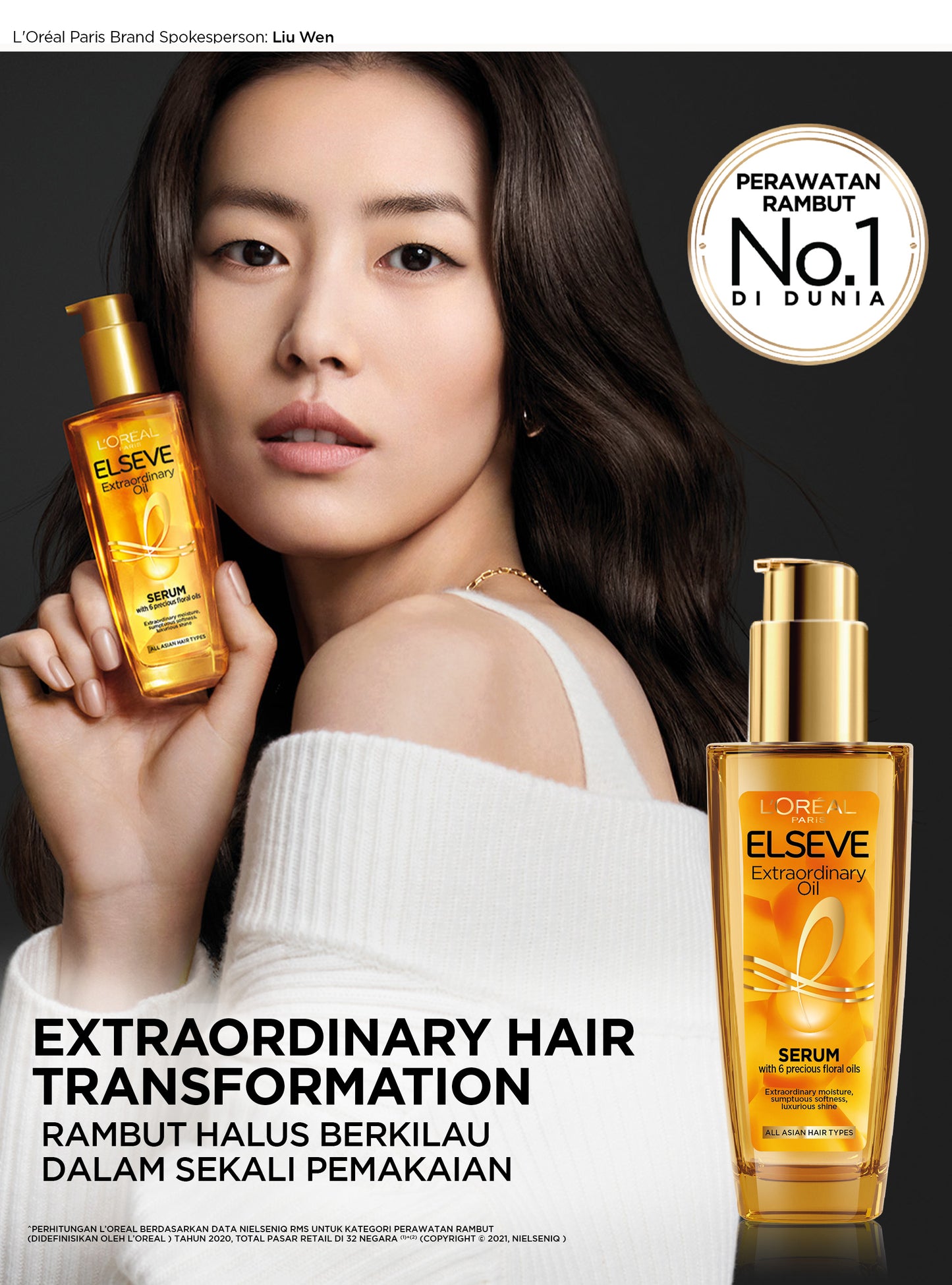 L'Oreal Paris Elseve Extraordinary Oil Gold Hair Treatment Serum 30ml -  Rambut Halus Berkilau dalam Satu Pemakaian - dari Bunga Istimewa Omega 3 - Perawatan Rambut Vitamin Rambut 30ml   Hair oil