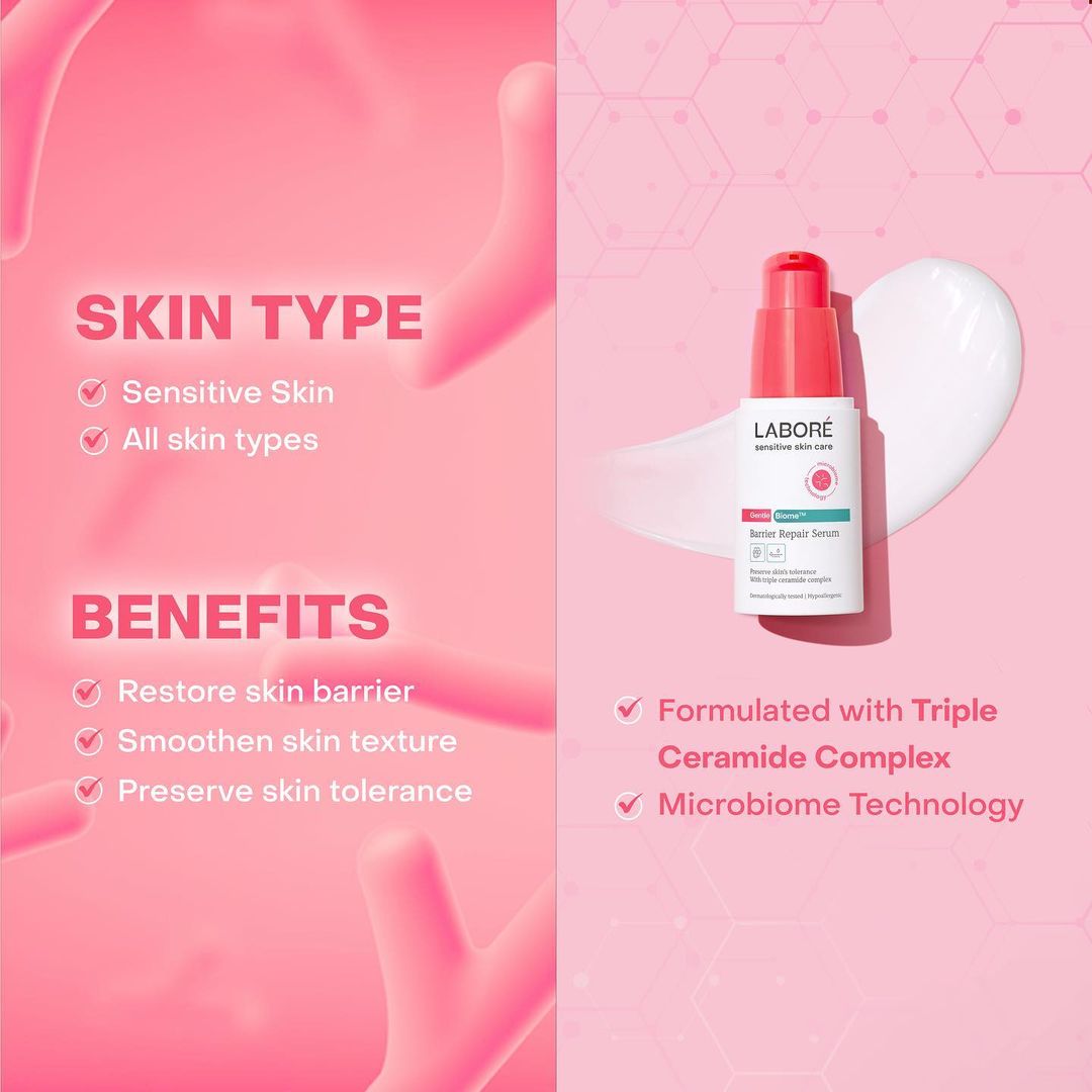 LABORÉ GentleBiome Barrier Repair Serum - Triple Ceramide Complex, Serum untuk Kulit Sensitif & Memperbaiki Skin Barrier - 7 ml