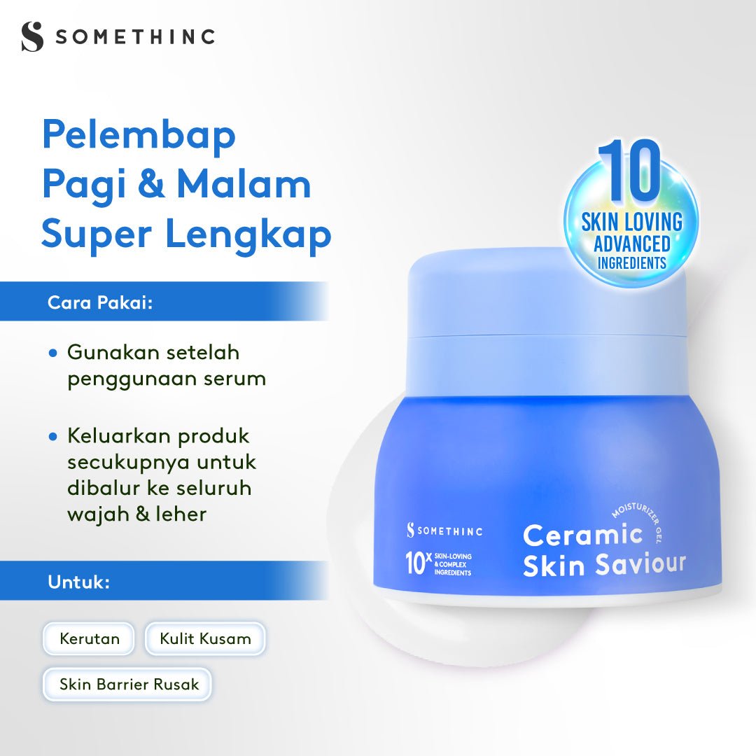 SOMETHINC CERAMIC SKIN Saviour Moisturizer Gel - Cocok untuk Acne dan Kulit Sensitif, Moisturizer Non comedogenic, Melembapkan , Mengurangi kemerahan. Pelembab kulit tidak menyumbat pori