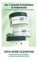 NPURE Gentle Exfoliation Pad / Acne Clear Pad Cica / Kapas Eksfoliasi Kulit Jerawat / Acne Exfoliating Pad (40 pads) Acid Extract Glycolic Pha Wajah Bruntusan