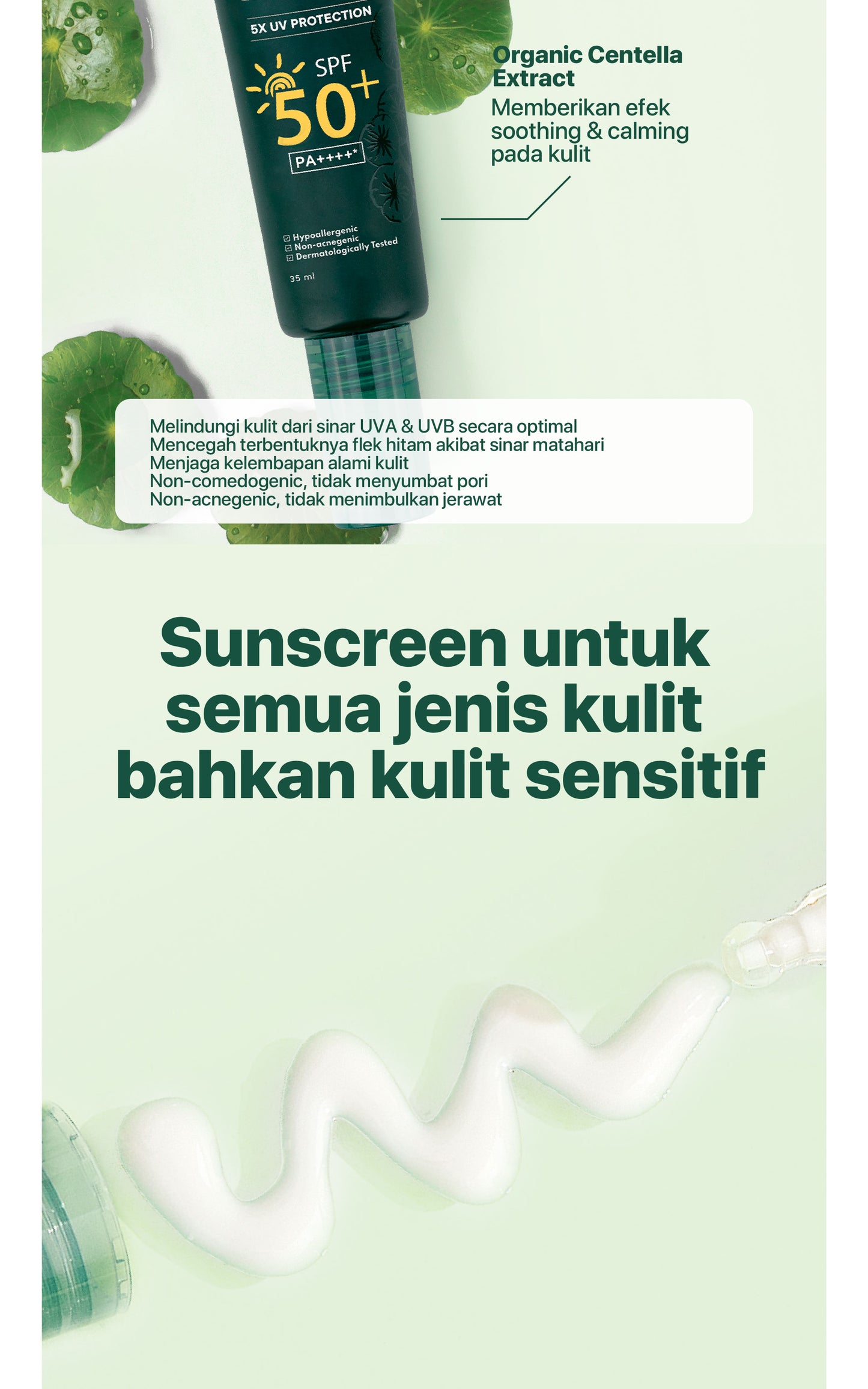 KHUSUS MEMBER - NPURE Sunscreen Cica Beat The Sun / Sunscreen Hypoallergenic / SPF 50 PA++++ / Kulit Kering Jerawat