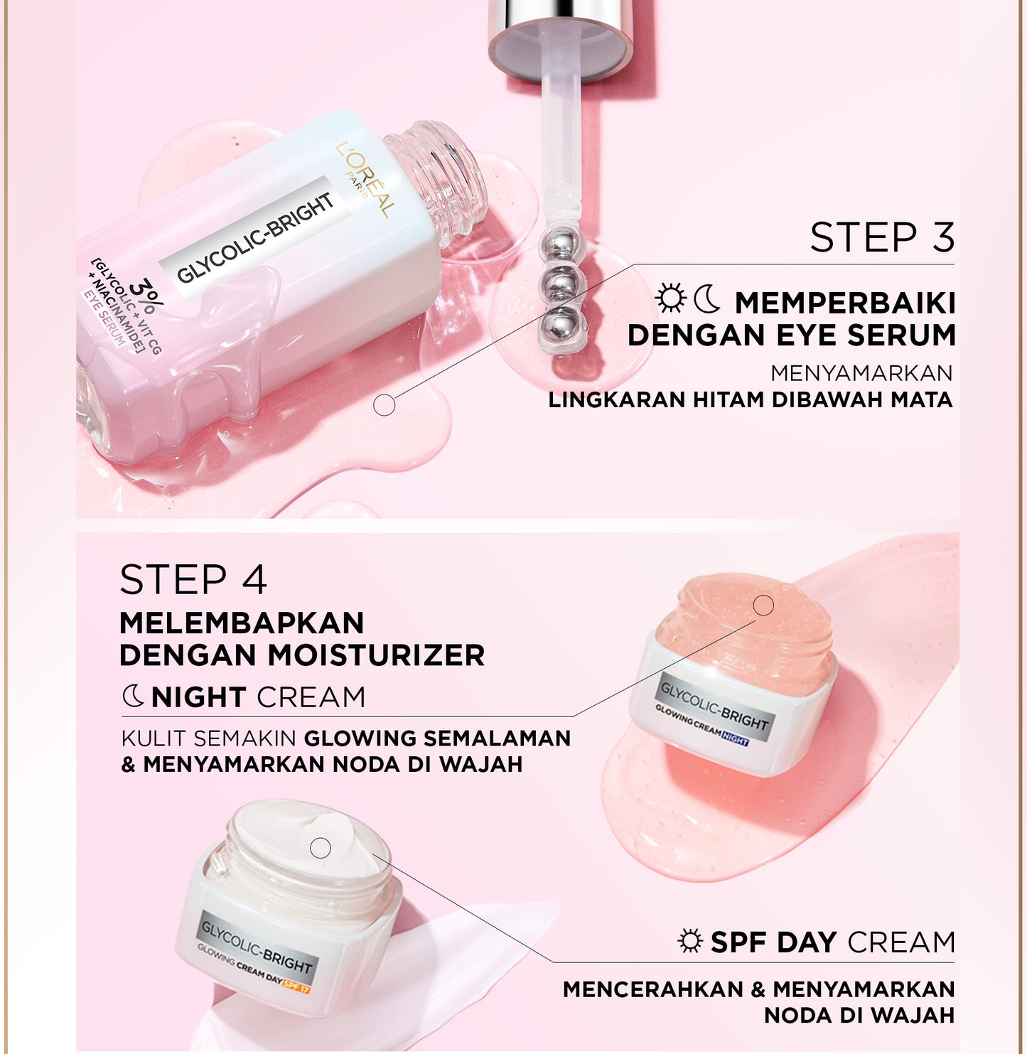 L'Oreal Paris Glycolic Bright 8% [MELASYL + GLYCOLIC + NIACINAMIDE] ANTI-DARK SPOT BRIGHTENING SERUM (Mencerahkan kulit & Menyamarkan Noda hitam bahkan bekas jerawat sekalipun)  Kulit Kusam, Noda Hitam, Bekas Jerawat, Eksfoliasi  Brightening serum