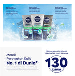NIVEA MEN Facial Foam Bright Oil Clear Anti Shine + Purify Cooling 100ml - Sabun cuci muka pria mencerahkan minyak berlebih berminyak kulit kusam facial wash pembersih wajah cerah dingin mengecilkan pori komedo - Black Charcoal, Mint Crystal
