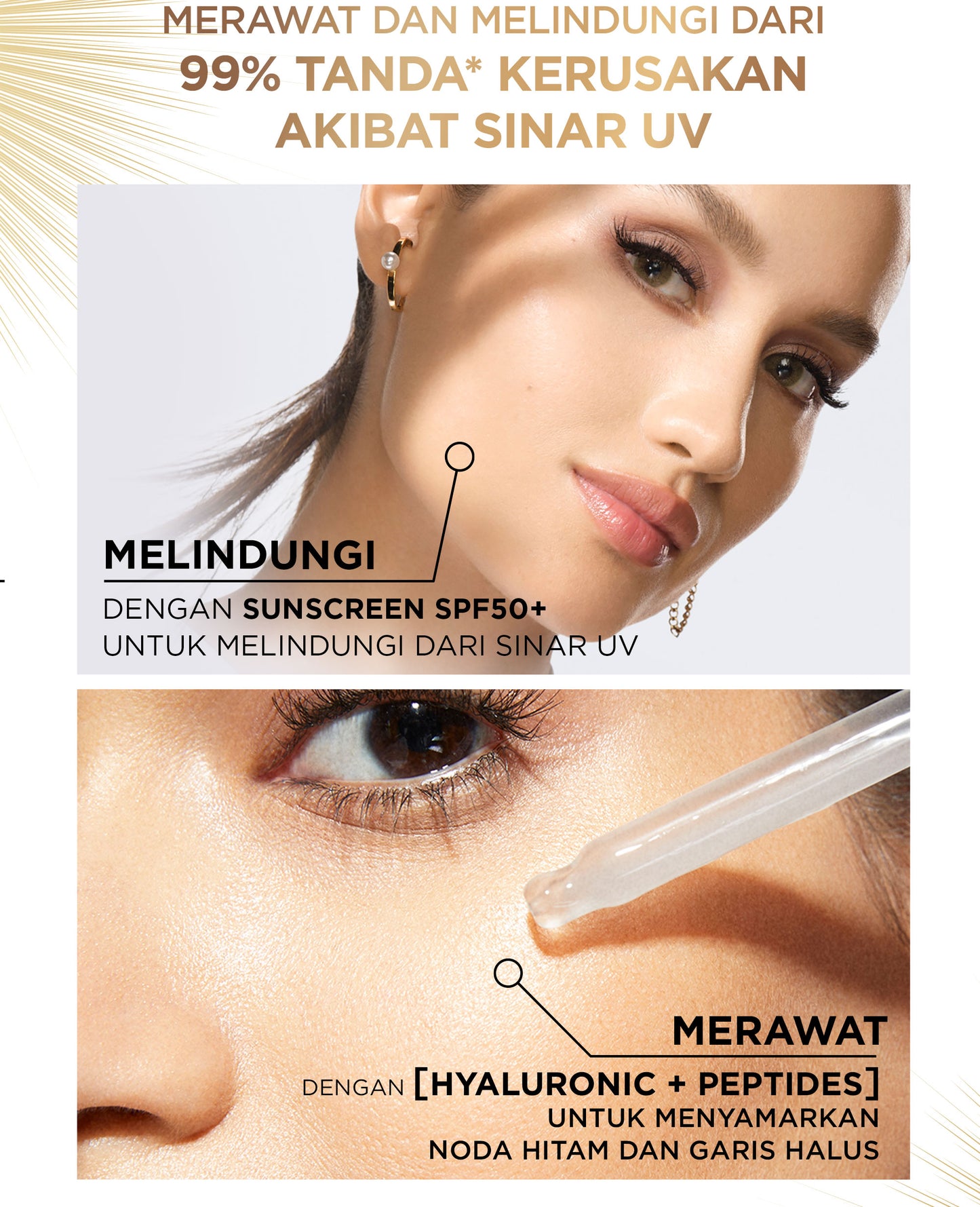 L'Oreal Paris UV Serum Sunscreen SPF 50+ PA++++ - UV Defender Sun-Repair Invisible Serum 2-in-1 Skincare 30ml, Sun Screen, sunblock, suncream, anti aging, loreal sunscreen, serum brightening mencerahkan wajah