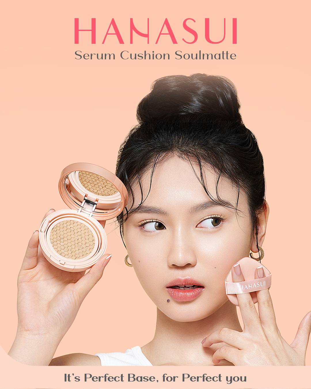 Hanasui Serum Cushion Soulmatte - Matte Finish UVA & UVB Protection Perfect Coverage Menyamarkan Pori-Pori Garis Halus Noda Wajah