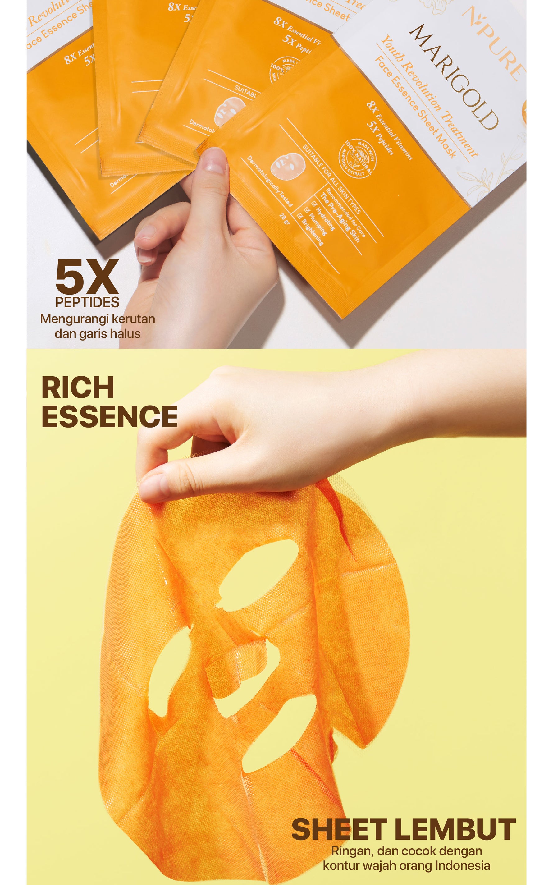 NPURE Sheet Mask Marigold / Youth Revolution / Masker Awet Muda Natural
