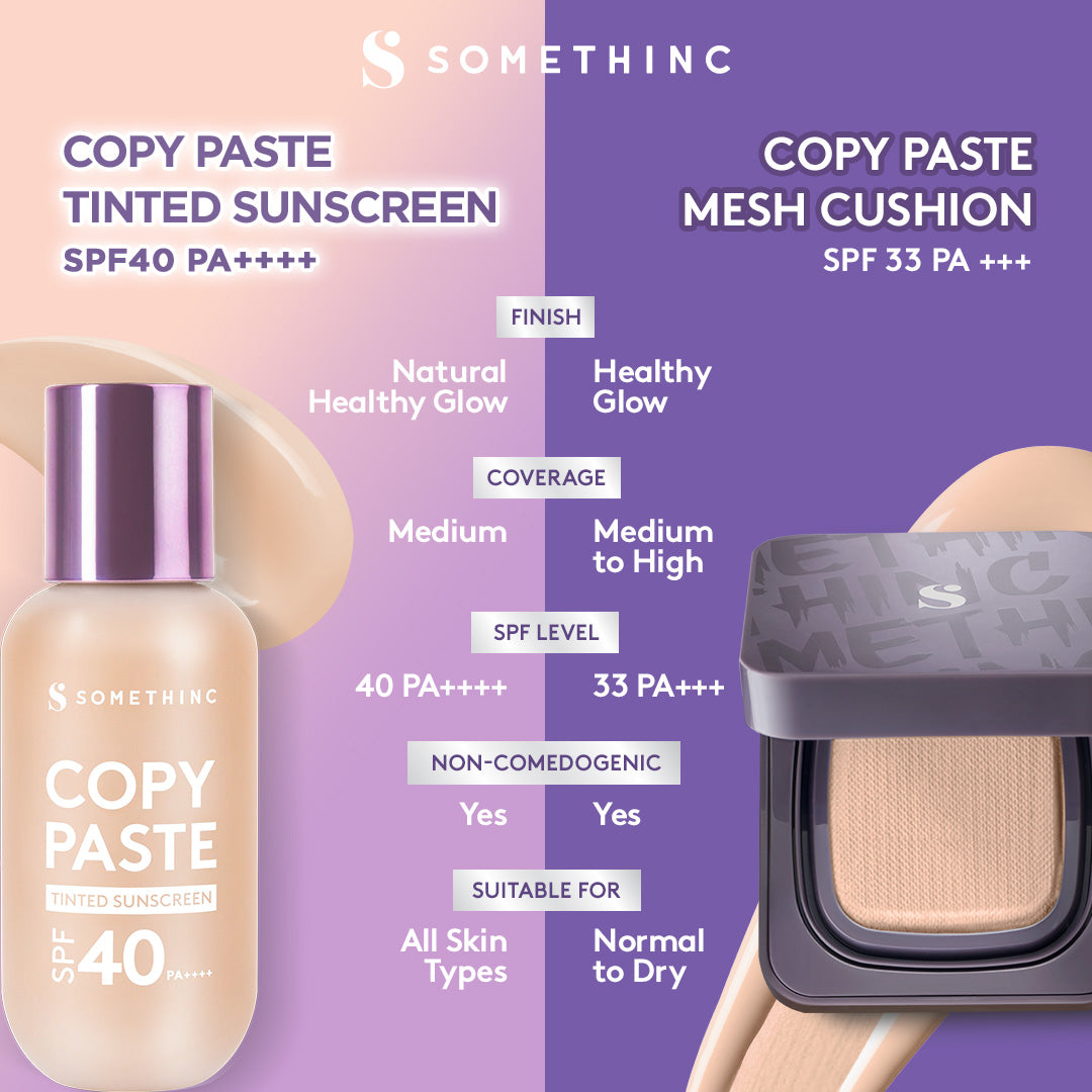 SOMETHINC COPY PASTE BREATHABLE MESH CUSHION SPF 33 PA++ - Cushion Dengan Healthy Glow Finish, Ringan Di Wajah & Tahan Lama | Non-Comedogenic, Memproteksi Wajah Dari Sinar Matahari, Dan Tidak Menyumbat Pori Serta Mengandung skincare