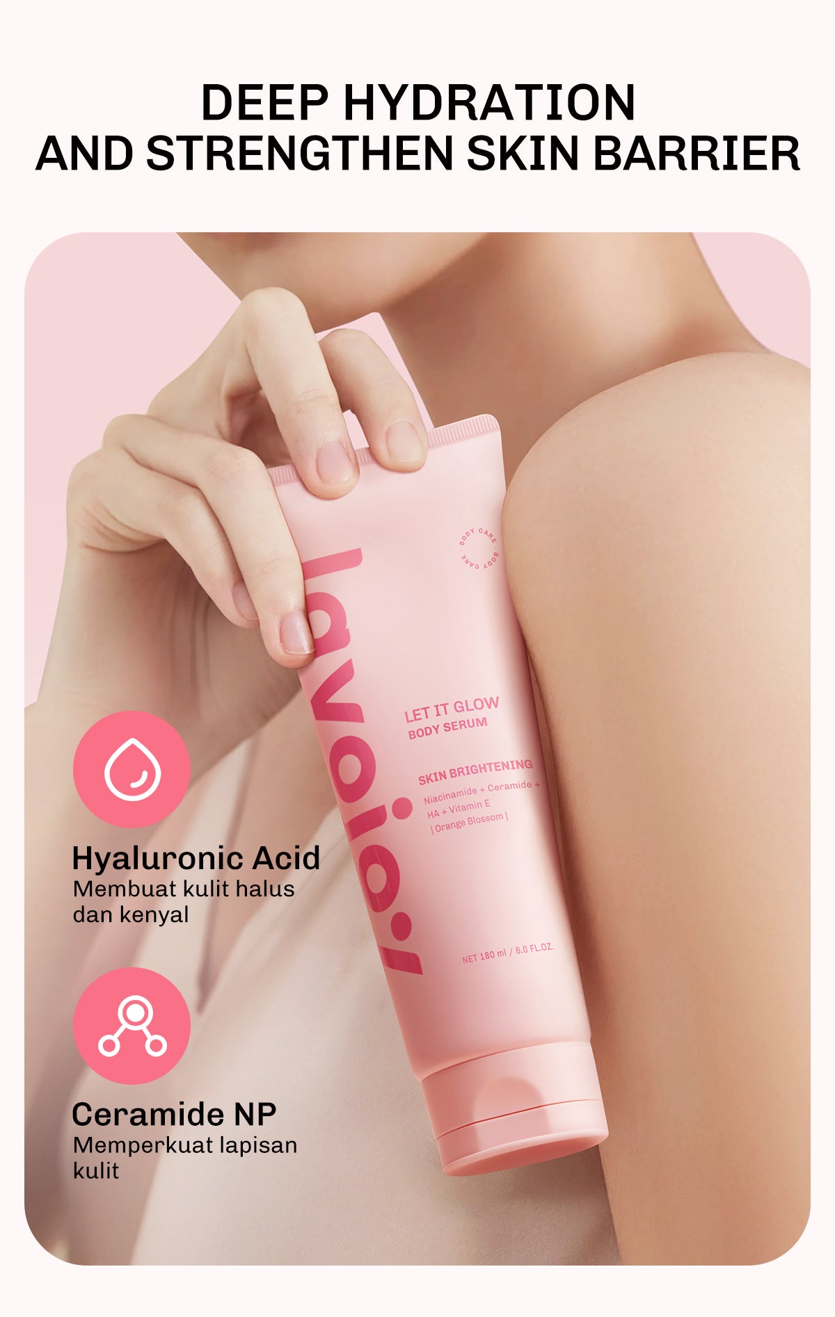 Lavojoy Let It Glow Body Serum Skin Brightening Upgraded Version | Body Lotion Untuk Mencerahkan Dan Melembabkan Kulit Dengan Niacinamide + Ceramide + Vitamin E