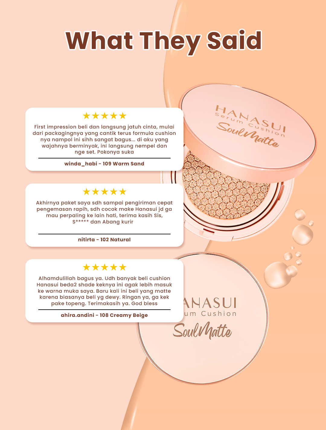 Hanasui Serum Cushion Soulmatte - Matte Finish UVA & UVB Protection Perfect Coverage Menyamarkan Pori-Pori Garis Halus Noda Wajah