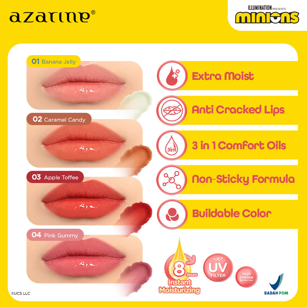 Azarine Tinted Lippiecable Balm Series 3.5g Lip Balm Moisturizing Long Lasting Extra Lightweight with UV Filter