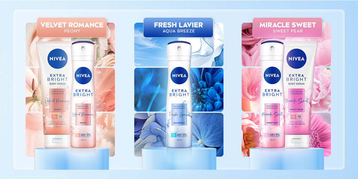 NIVEA Body Serum Extra Bright Premium Fragrance Miracle Sweet 180ml - Hand body serum lotion moisturizer wangi parfum mahal kalem tahan lama mencerahkan kulit kusam badan glowing brightening tone up melembabkan kering - 50x Vitamin C