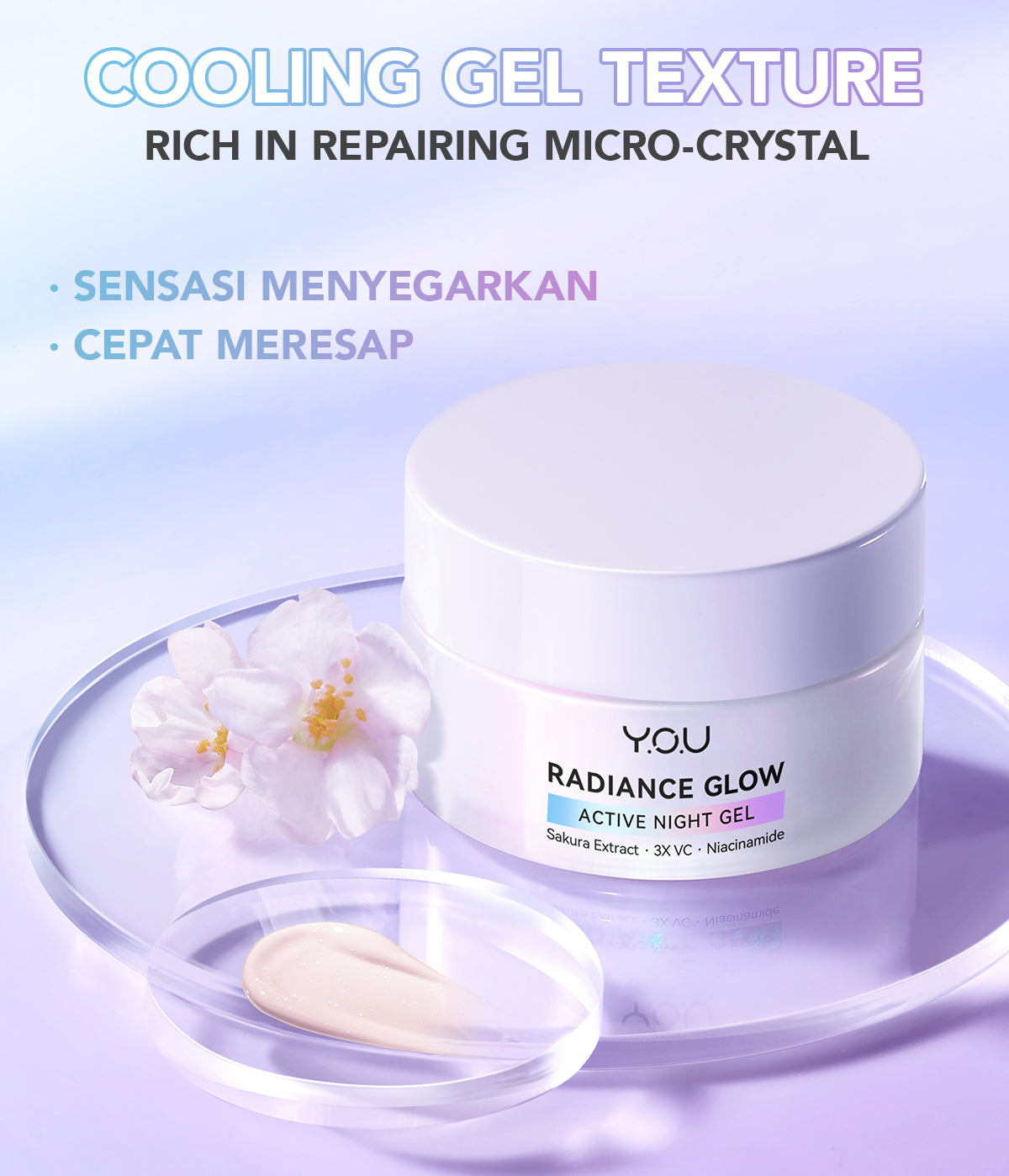 YOU Radiance Glow Active Night Gel Brightening Vitamin C Niacinamide Overnight Hydrating [Hot Selling]