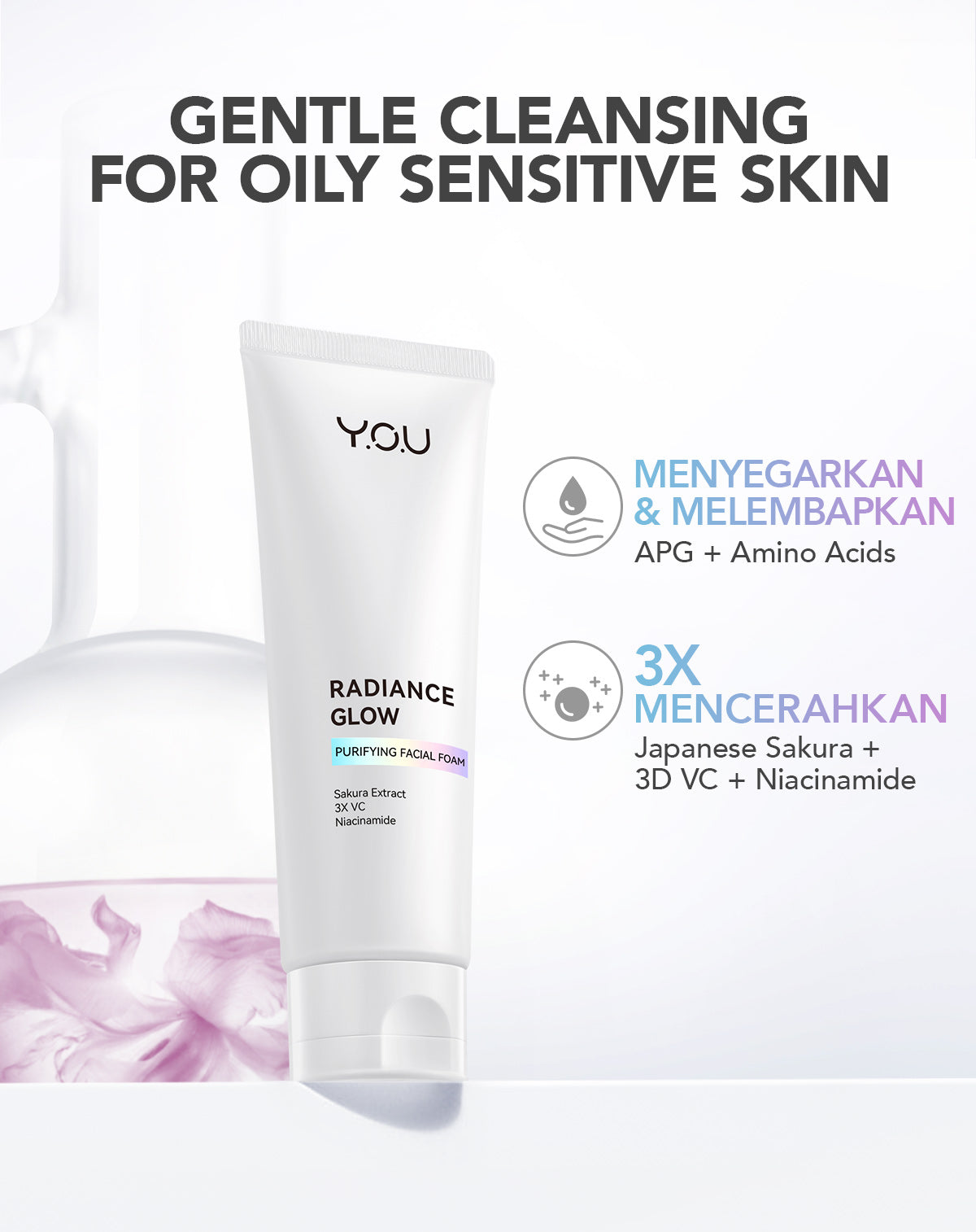 YOU Radiance Glow Purifying Facial Foam Brightening Vitamin C Niacinamide Amino Gentle Cleansing Mencerahkan
