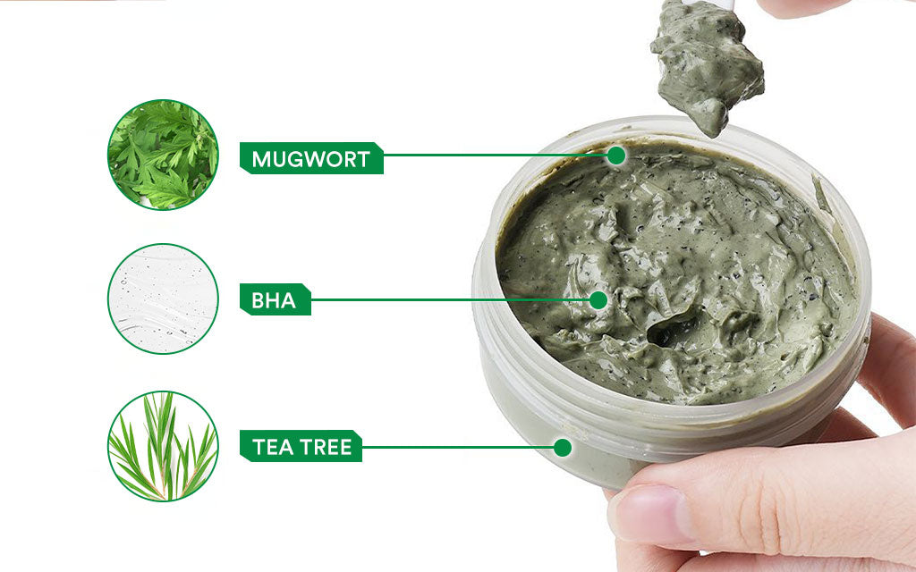 Whitelab Mugwort Pore Clarifying Mask - Masker Pori Pori Kecil Minimalis Bebas Jerawat dengan Mugwort BHA Tea Tree [BPOM]