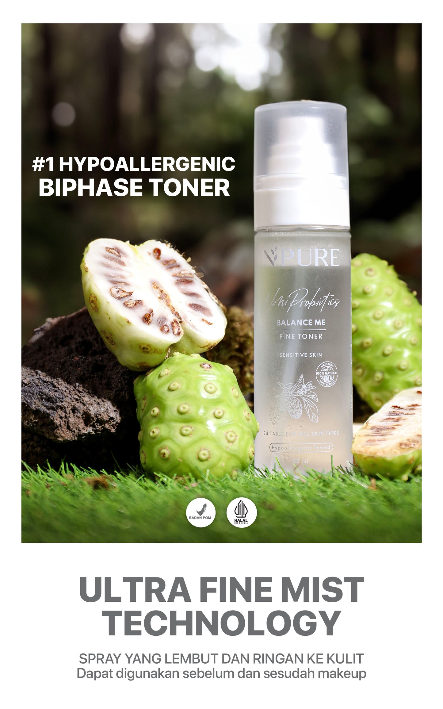 NPURE Toner Noni / Balance Me / Toner Kulit Sensitif Kemerahan / Toner Hypoallergenic / Semua Jenis Kulit / Eczema / Ceramide