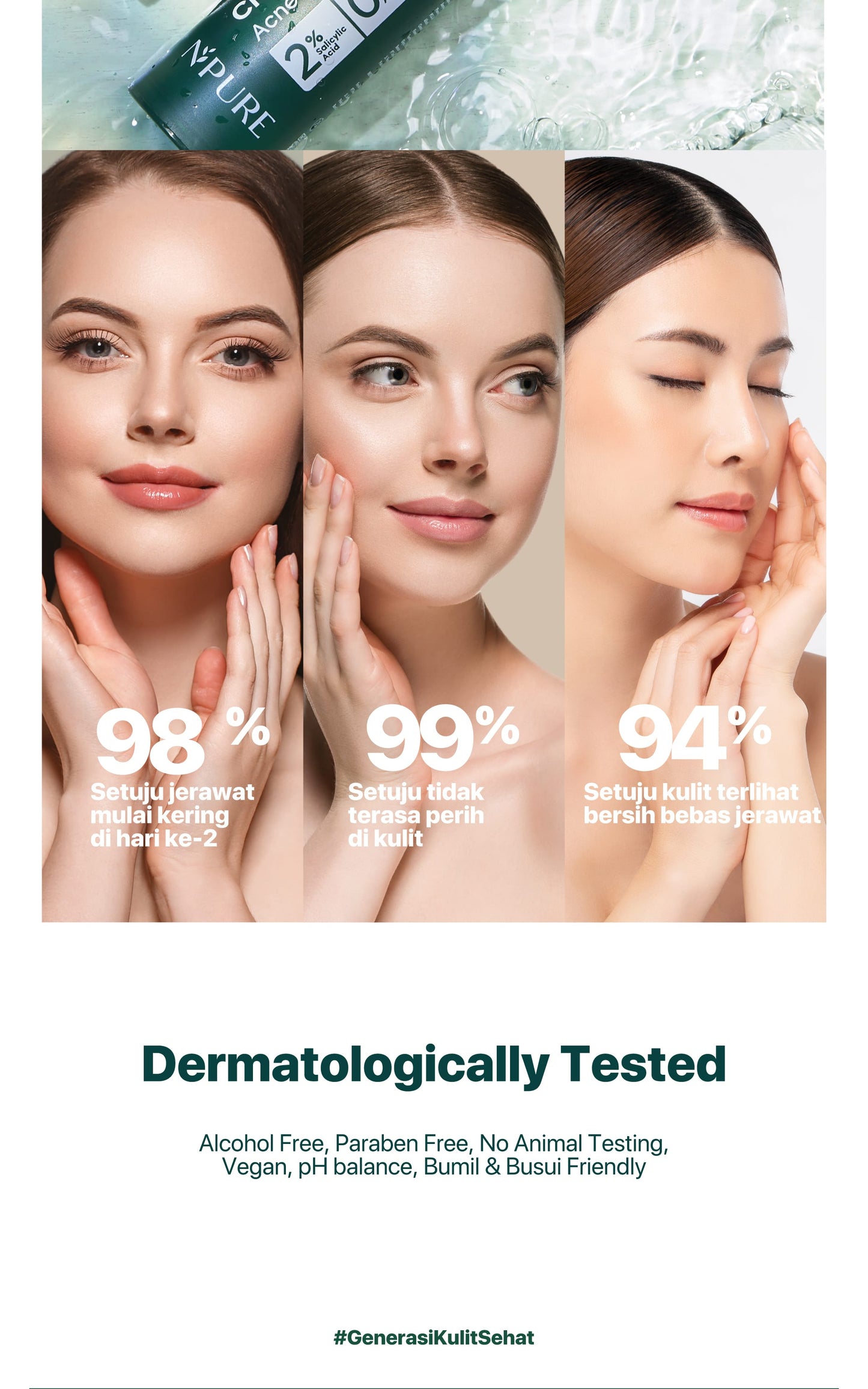 NPURE Bacne Spray /Jerawat Punggung & Badan / Chicken Skin / Keratosis Pilaris / Salicylic Acid 2% / Aman Kulit Sensitif