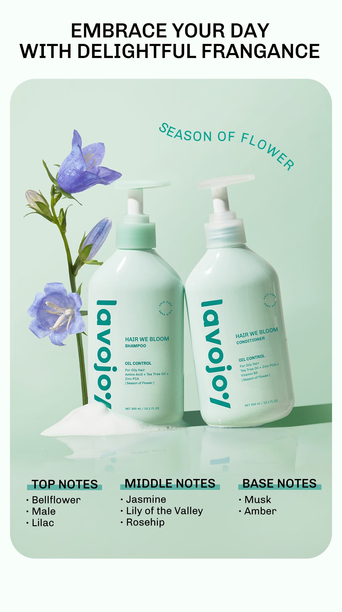 Lavojoy Hair We Bloom Shampoo | Sampo Untuk Mengurangi Rambut Berminyak | Rambut Lepek | Membersihkan Kulit Kepala | Dengan Asam Amino | Rambut Sehat Dan Segar