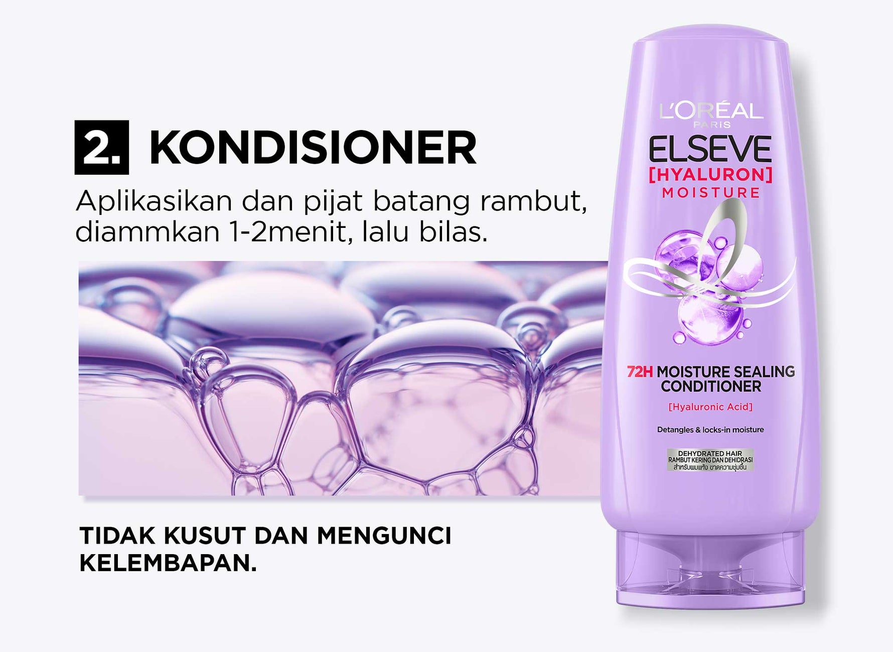 L’Oréal Paris Elseve Hyaluron Moisture Shampoo - 280 ml (Hyaluronic Acid 72 Jam Mengunci Hidrasi Rambut) - Shampo Rambut Terurai Indah dan Tidak Lepek