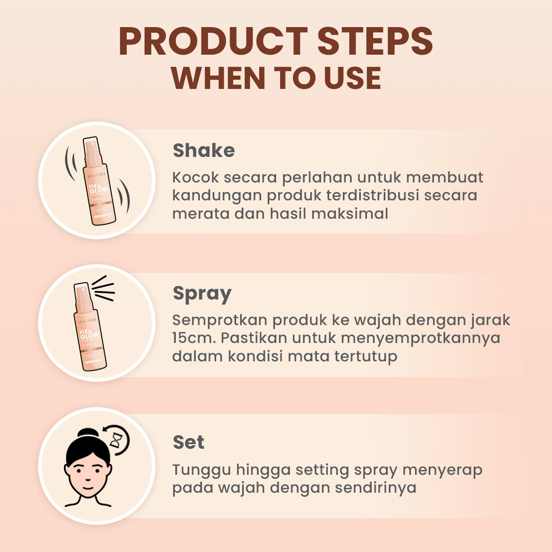 Hanasui Fix & Glow Setting Spray - Setting Spray Glowy Finish Make Up Menghidrasi Kulit MaskProof Tahan Lama