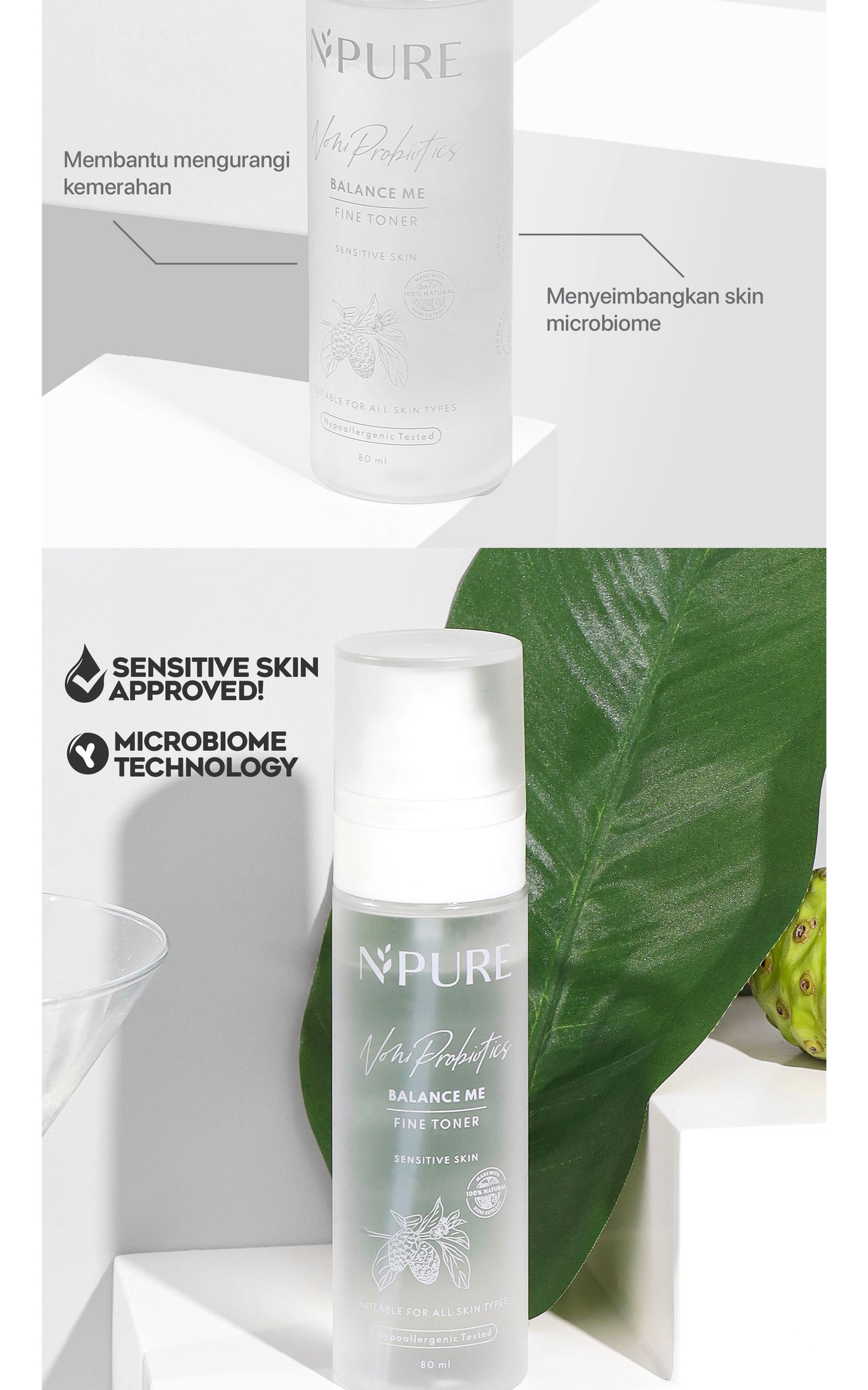 NPURE Toner Noni / Balance Me / Toner Kulit Sensitif Kemerahan / Toner Hypoallergenic / Semua Jenis Kulit / Eczema / Ceramide