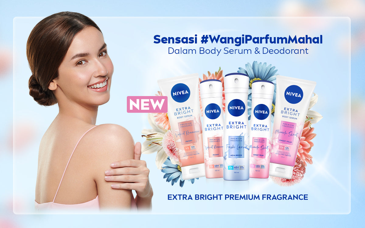 NIVEA Body Serum Extra Bright Premium Fragrance Velvet Romance 180ml - Hand body serum lotion moisturizer wangi parfum mahal kalem tahan lama mencerahkan kulit kusam badan glowing brightening tone up melembabkan kering - 50x Vitamin C