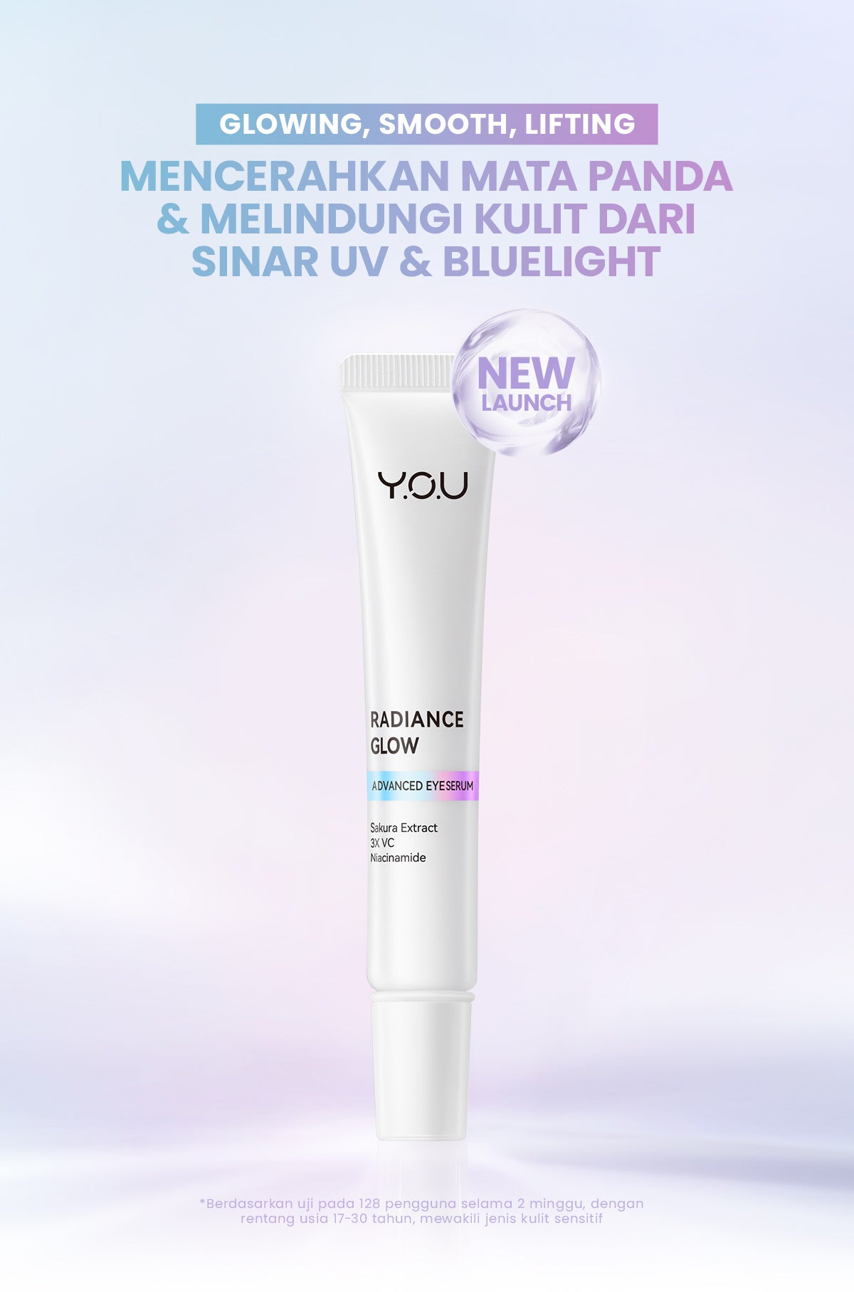 YOU Radiance Glow Advanced Eye Serum Eye Cream Mencerahkan Mata Panda dengan Sakura Extract, Niacinamide, Vitamin C, Collagen, Peptide