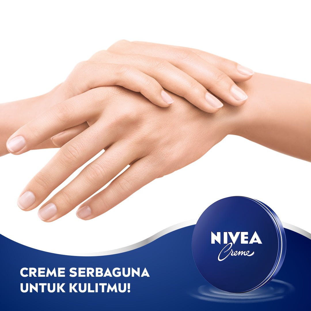 NIVEA Cream Moisturizer Creme Tin 60ml - Hand body krim cream lotion mositurizer multifungsi kaleng biru tua body care kulit kering kasar bersisik pecah-pecah badan wajah muka sikut tumit memperbaiki skin barrier pelembab melembutkan badan - Eucerit