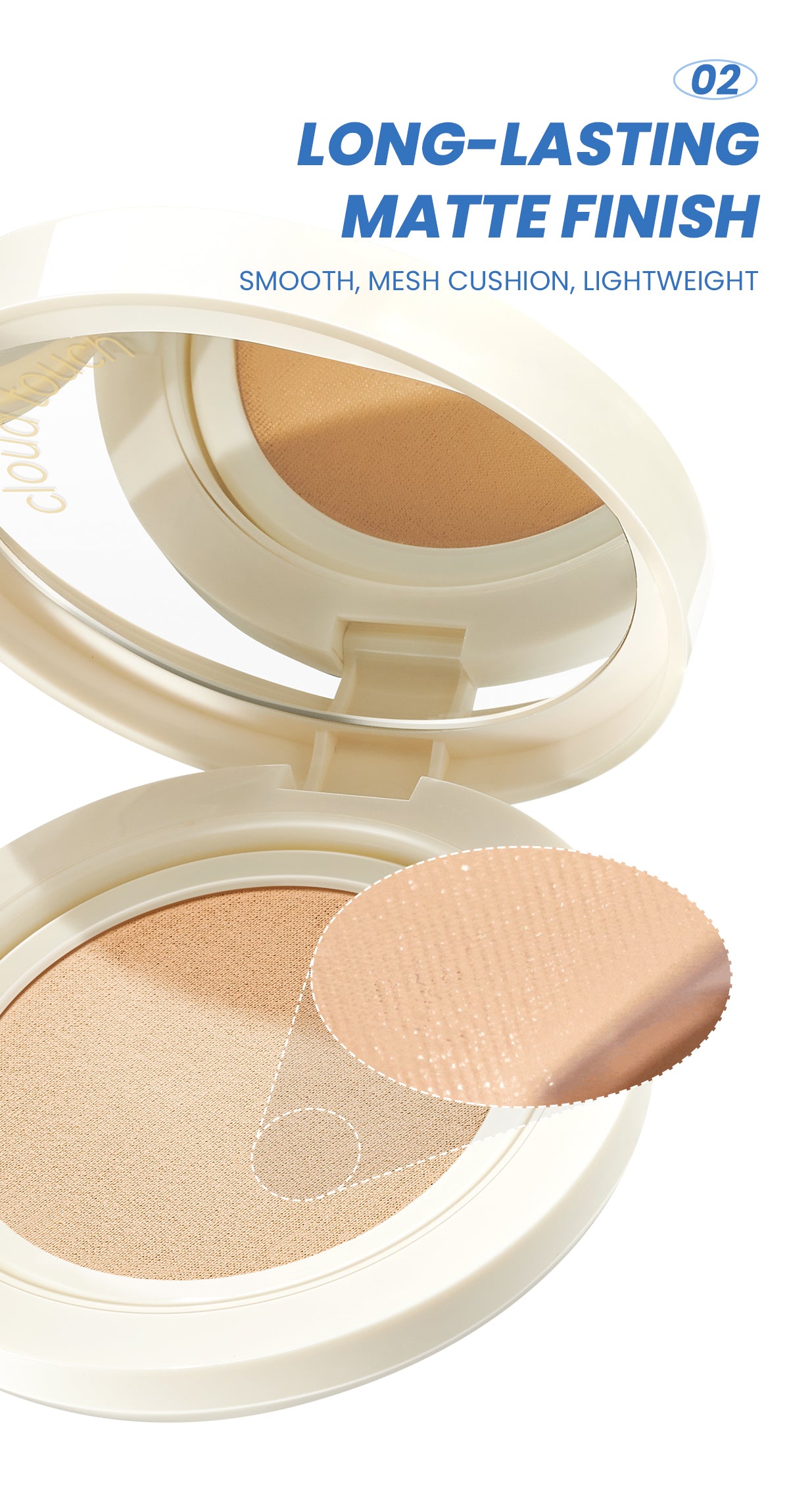 YOU Cloud Touch Dreamy-fit Lasting Mesh Cushion Cushion Foundation Natural Matte Finish Tahan Lama 24 Bedak Wajah SPF Kosmetik