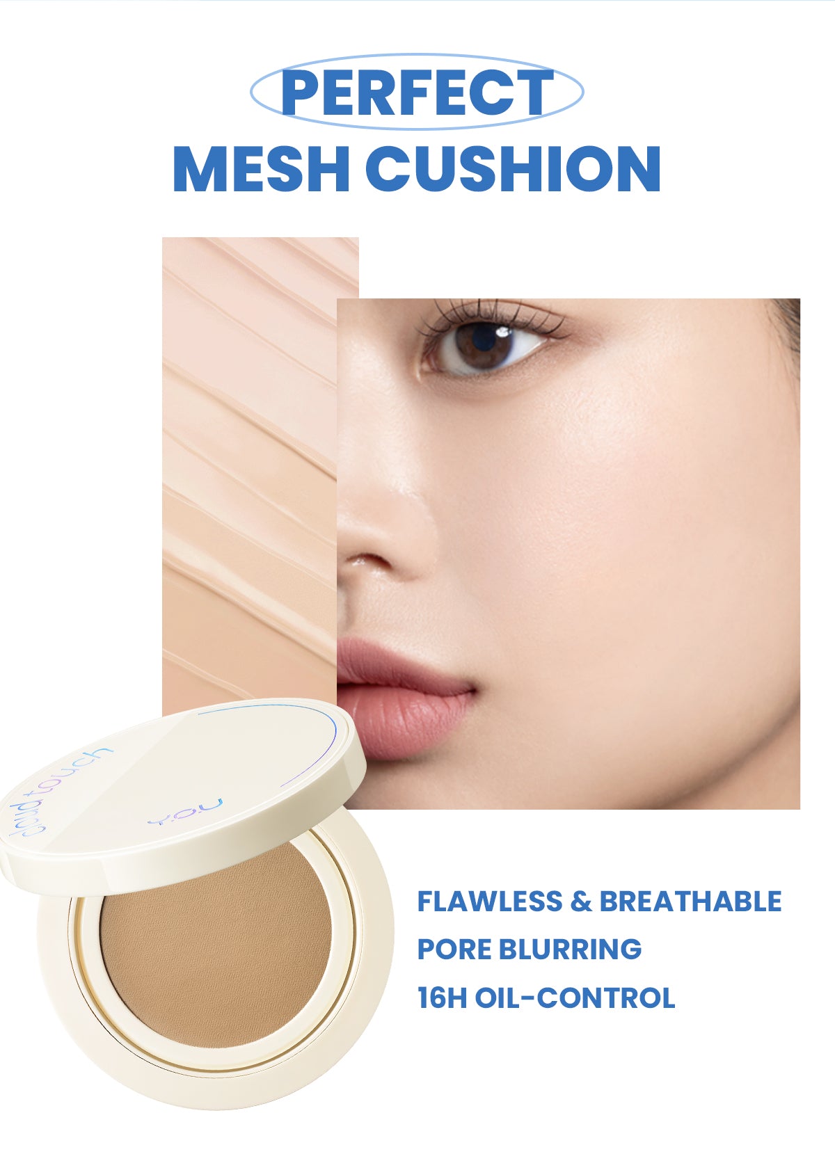 YOU Cloud Touch Dreamy-fit Lasting Mesh Cushion Cushion Foundation Natural Matte Finish Tahan Lama 24 Bedak Wajah SPF Kosmetik