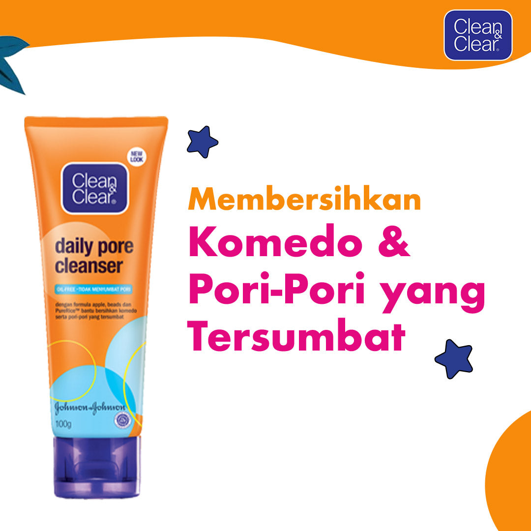 Clean & Clear Daily Pore Cleanser Sabun Cuci Muka Pembersih Wajah Komedo 50gr