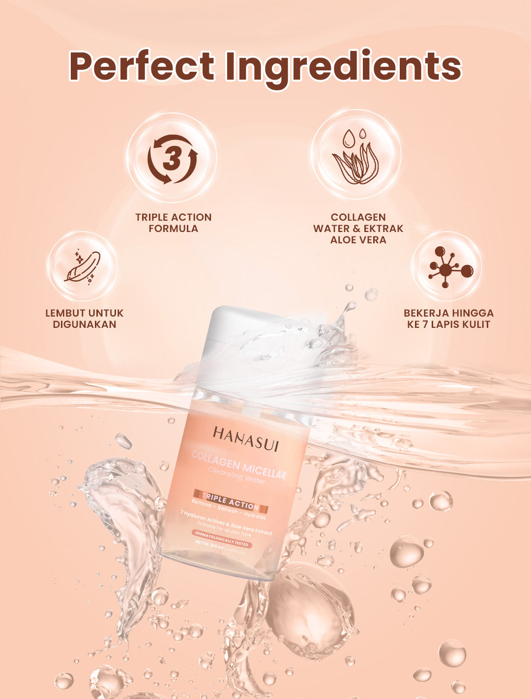 Hanasui Collagen Micellar Cleansing Water - Pembersih Wajah Make Up Remover Cleansing Water dan Melembapkan Wajah