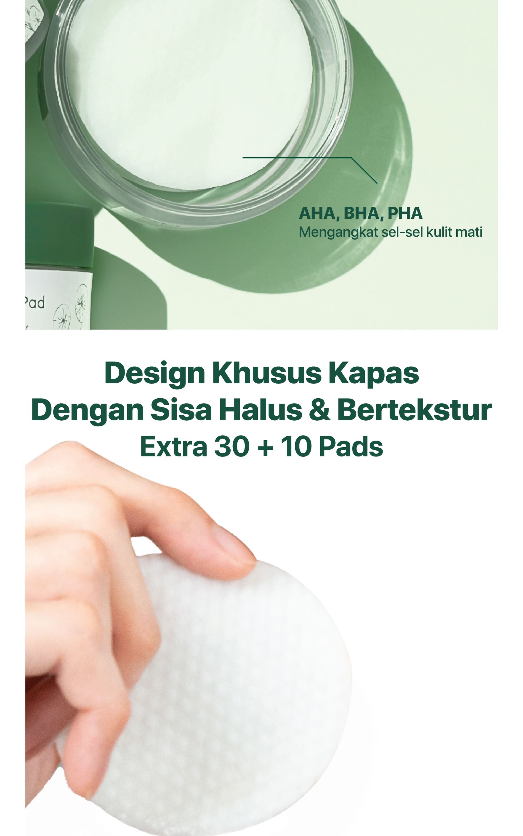 NPURE Gentle Exfoliation Pad / Acne Clear Pad Cica / Kapas Eksfoliasi Kulit Jerawat / Acne Exfoliating Pad (40 pads) Acid Extract Glycolic Pha Wajah Bruntusan