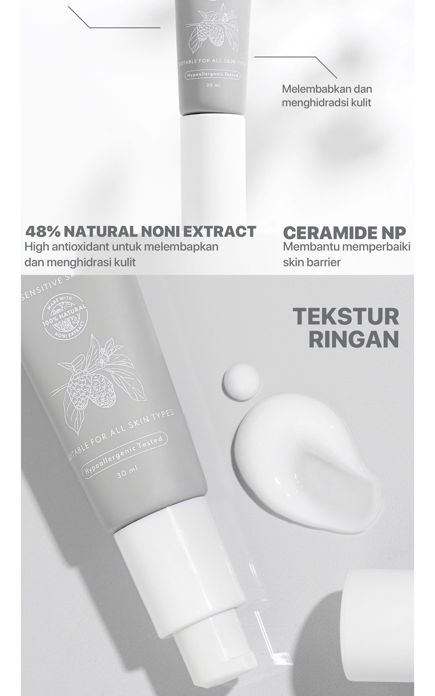 NPURE Moisturizer Noni / Comfort Me / Moisturizer Kulit Sensitif / Pelembap Ringan Hypoallergenic / ph Balance / Semua Jenis Kulit / Eczema