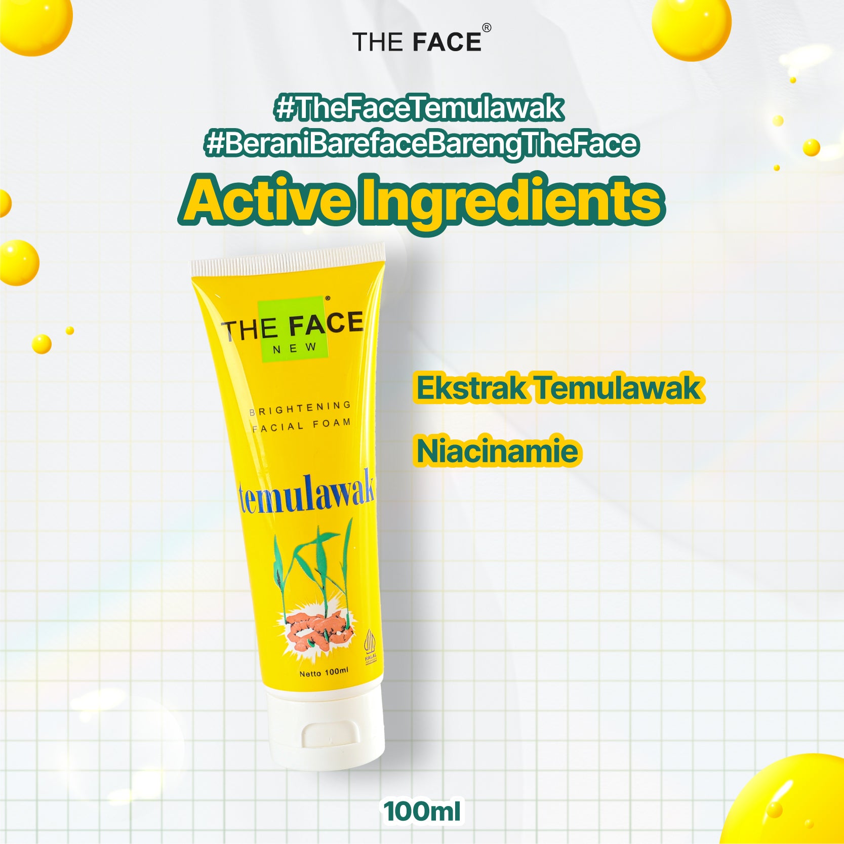 THE FACE Temulawak  Facial Foam 100ml With Ekstrak Temulawak and Niacinamide - Sabun Pembersih Wajah