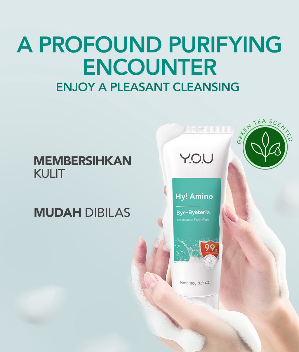 YOU Hy! Amino Bye-Byeteria Anti Bacterial Facial Wash Sabun Pembersih Wajah Hyaluronic Acid