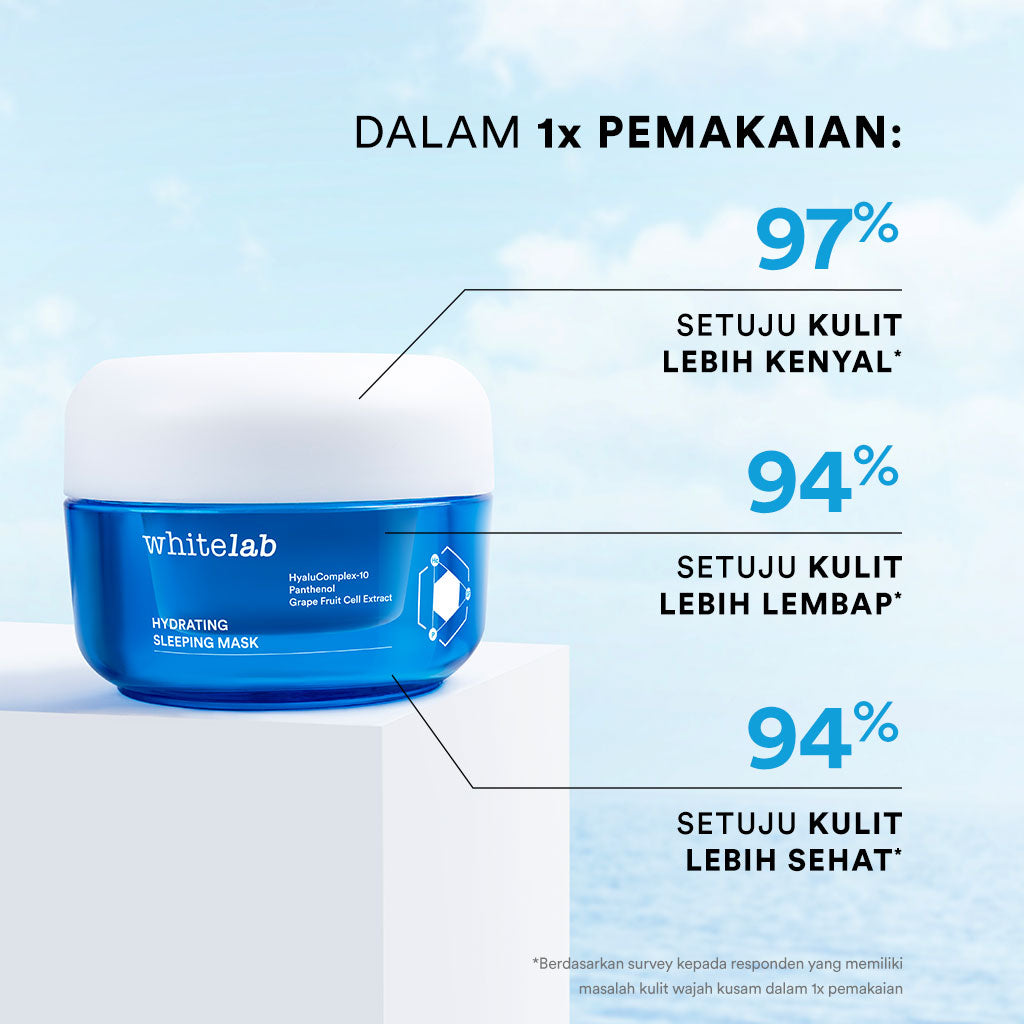 Whitelab Hydrating Sleeping Mask - Pelembap Malam untuk Kulit Lembap, Kenyal, Terhidrasi Maksimal dengan Hyaluronic, Panthenol & Grape Fruit Extract [BPOM]