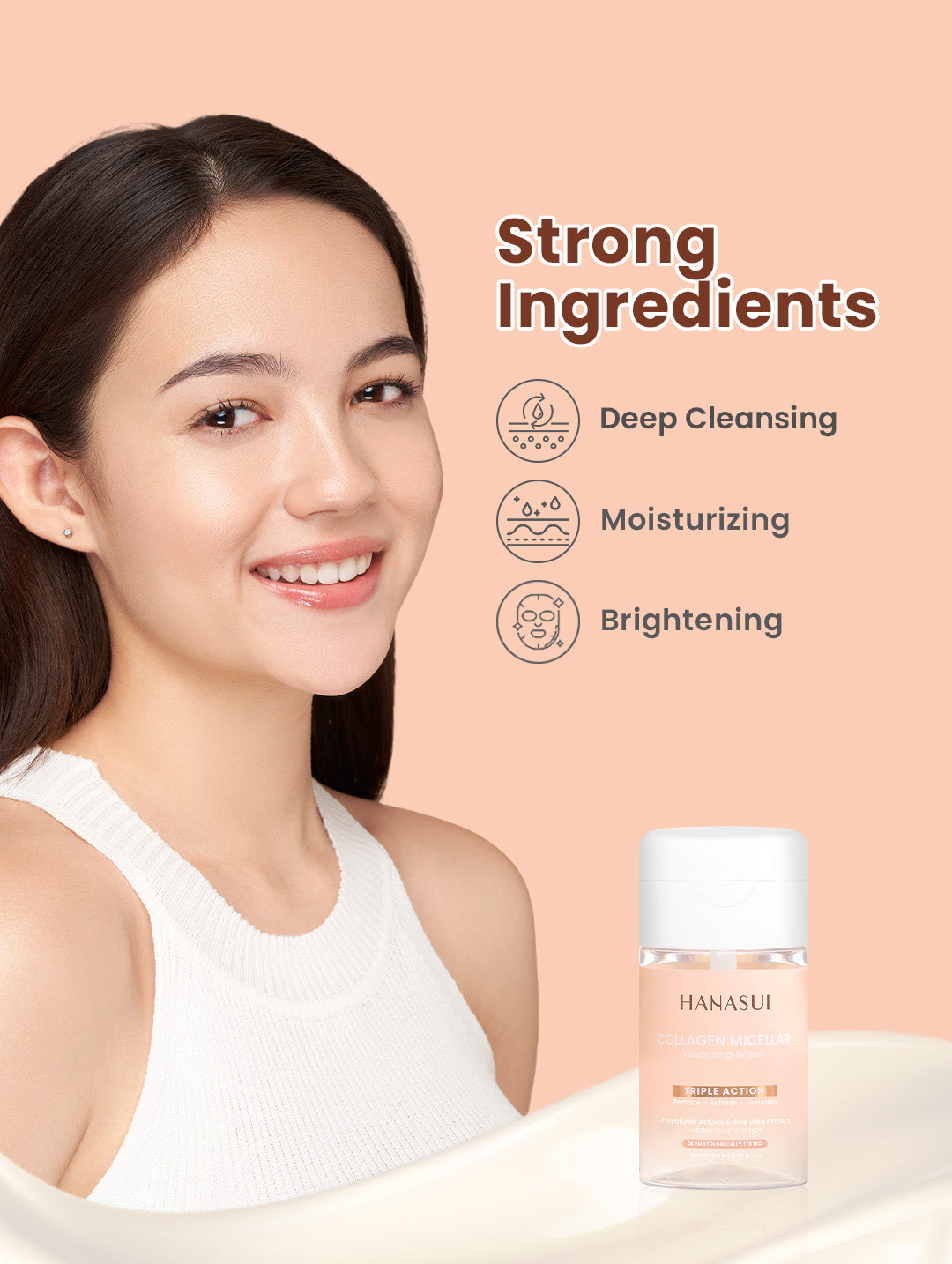 Hanasui Collagen Micellar Cleansing Water - Pembersih Wajah Make Up Remover Cleansing Water dan Melembapkan Wajah