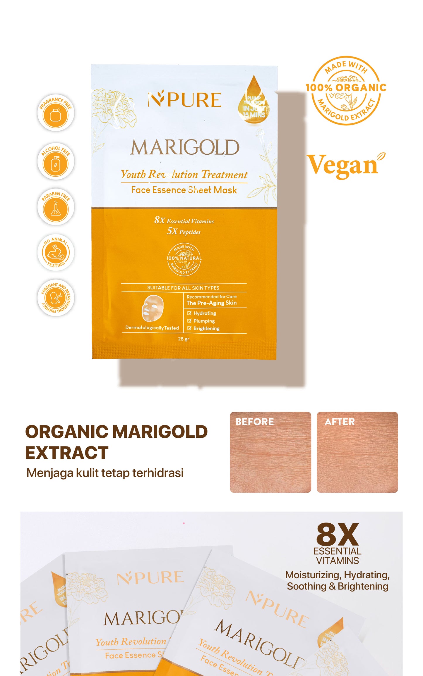 NPURE Sheet Mask Marigold / Youth Revolution / Masker Awet Muda Natural