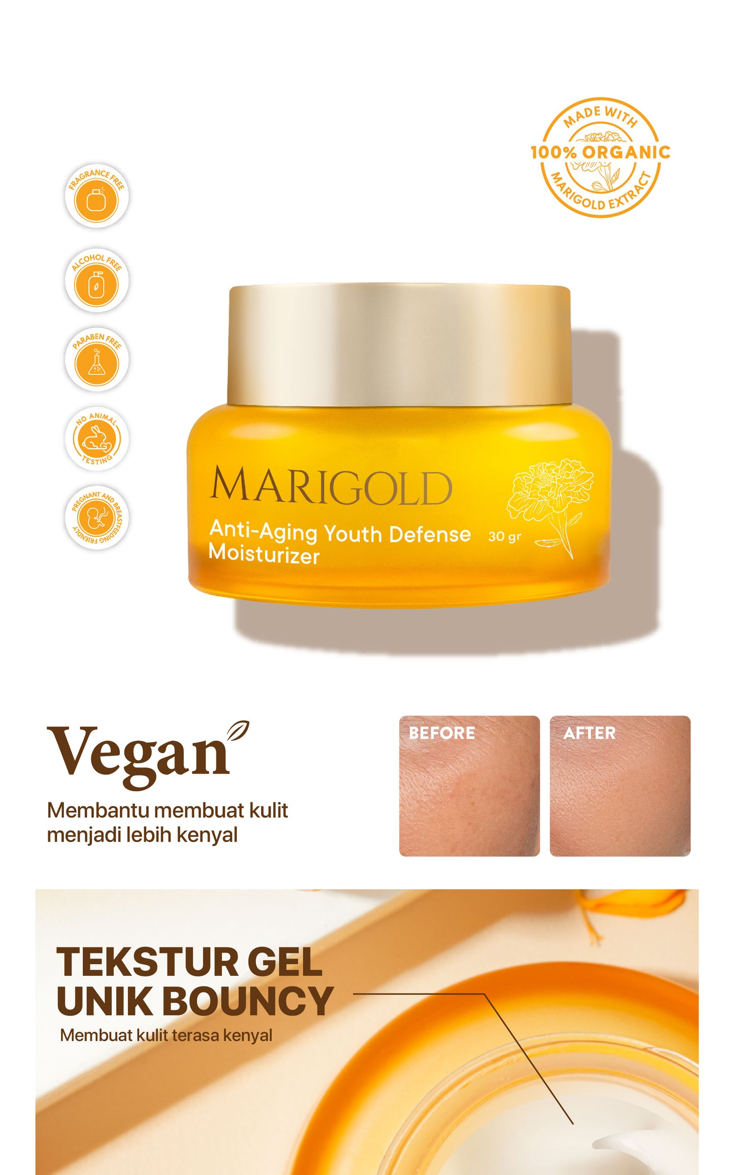 NPURE Marigold Anti-Aging Youth Defense Moisturizer/ Aging Cream / Flek Hitam / Pelembap Awet Muda