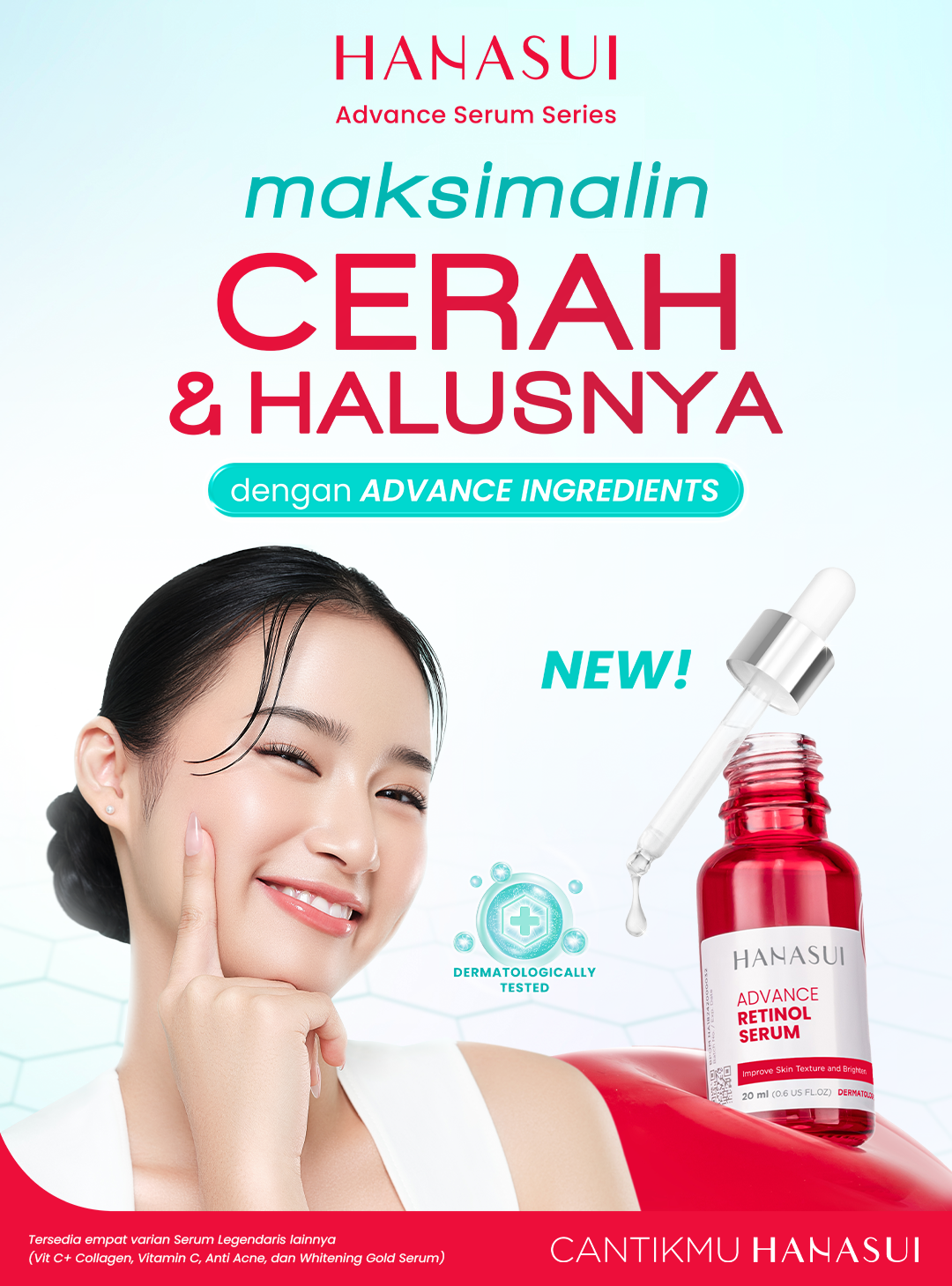Hanasui Advance Retinol Serum -  Anti Aging Serum untuk Kerutan Halus Tekstur Kulit Cerah Kenyal Encapsulated Retinol, HPR, Advance Niacinamide, 5X Ceramide
