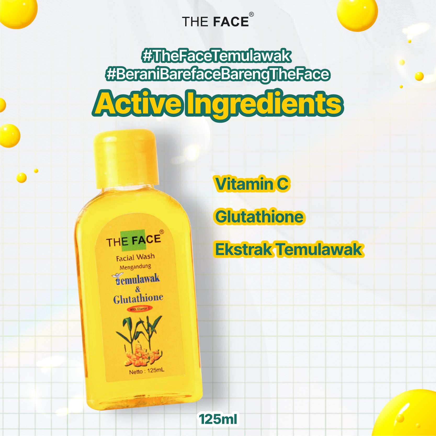THE FACE Temulawak Facial Wash with Glutathione 125ml - Sabun Cuci Muka / Pembersih Muka